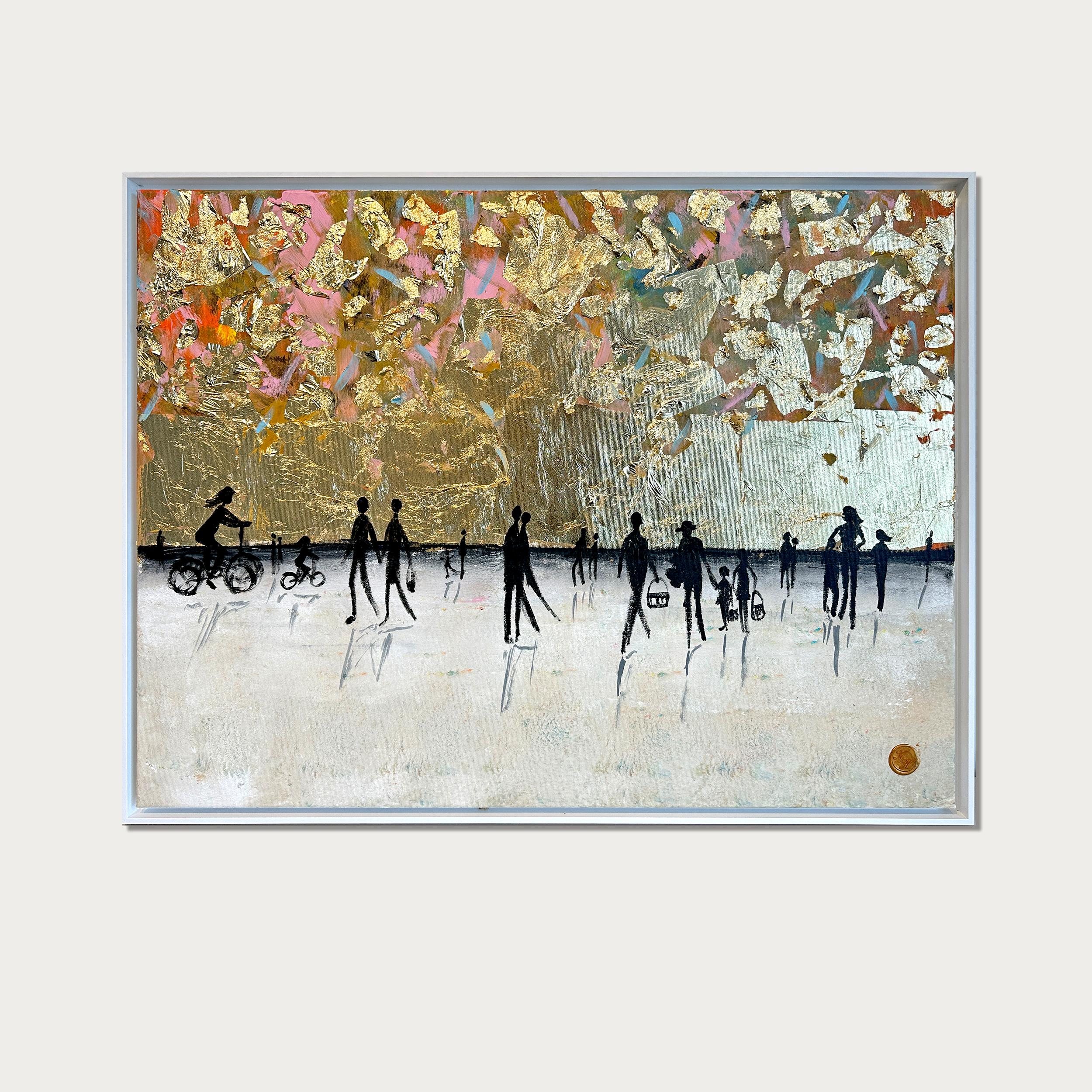 Joyful Moments - Gold Leaf Peinture abstraite contemporaine - Painting de Katharina Hormel