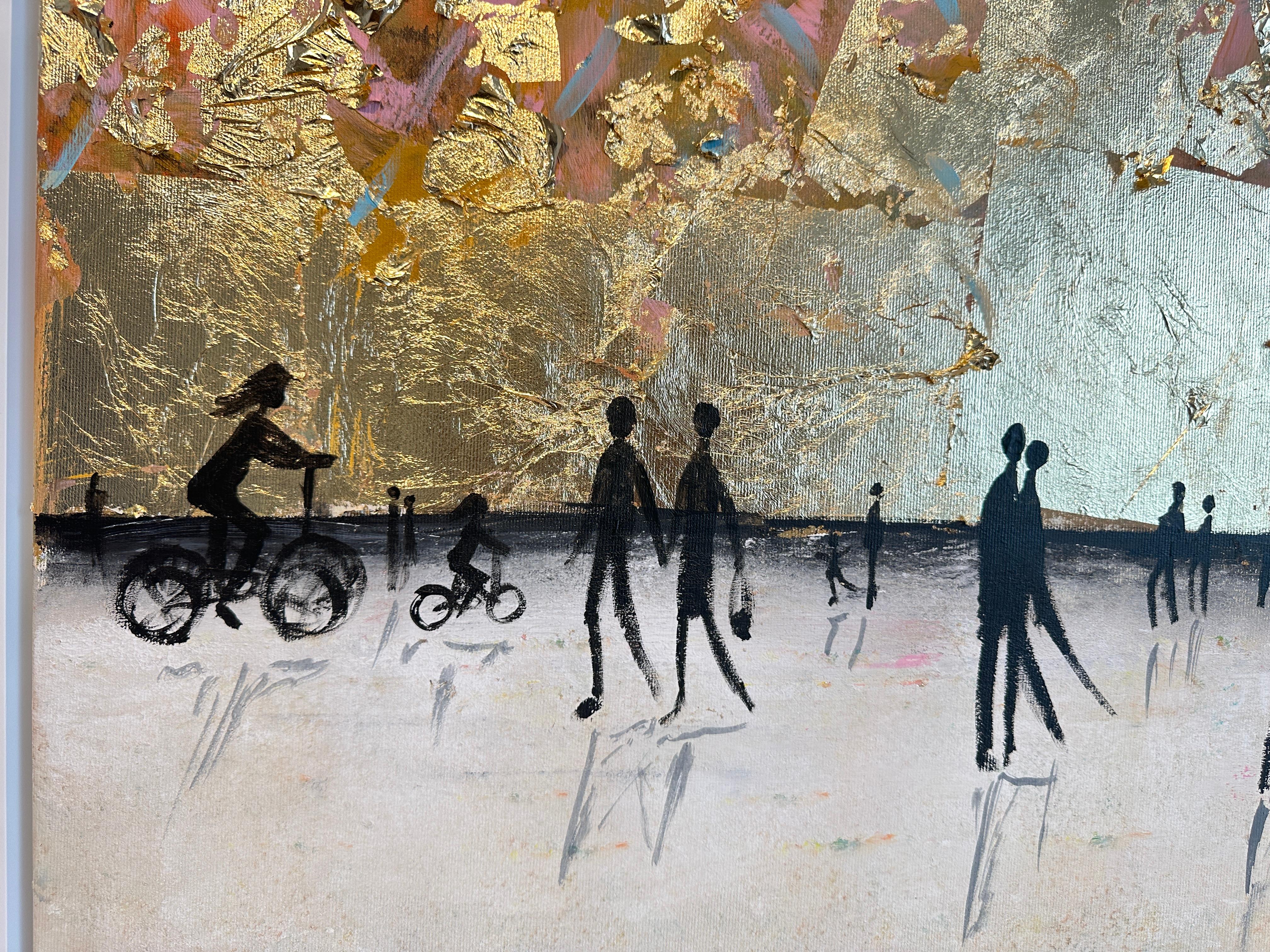 Joyful Moments - Gold Leaf Peinture abstraite contemporaine 3