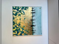 Kissing Memories - Blattgold Zeitgenössisches abstraktes Familiengemälde