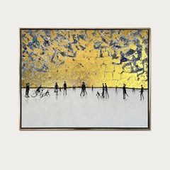 Light and Laughter - Gold Leaf Contemporary abstract family painting