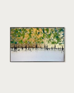 Light as Air: Gold Leaf Abstract Painting, Minimalist, 100x160 cm