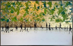 Light as Air: Gold Leaf Abstract Painting, Minimalist, 100x160 cm
