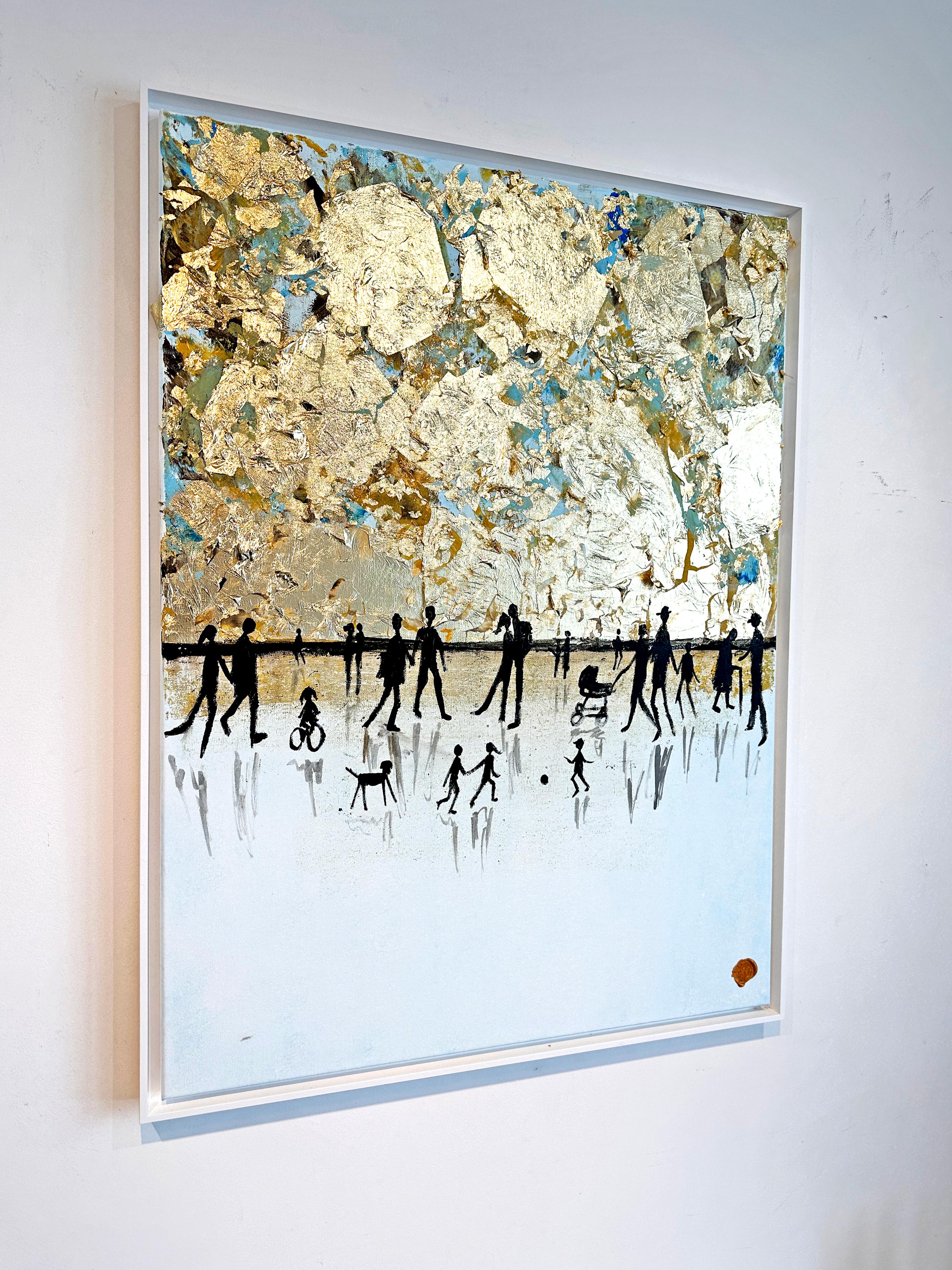 Little Love Adventures - Gold Leaf Contemporary abstract painting For Sale 8
