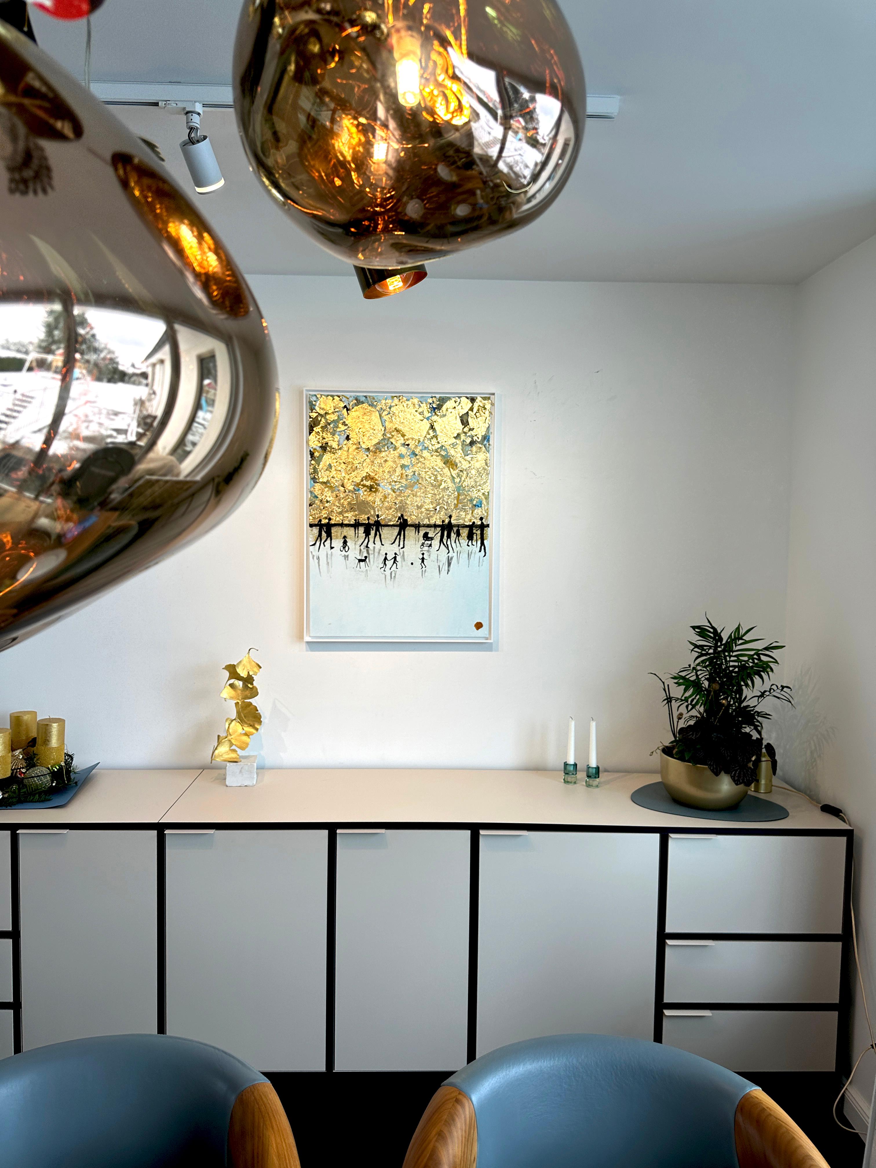 Little Love Adventures - Gold Leaf Contemporary abstract painting For Sale 9