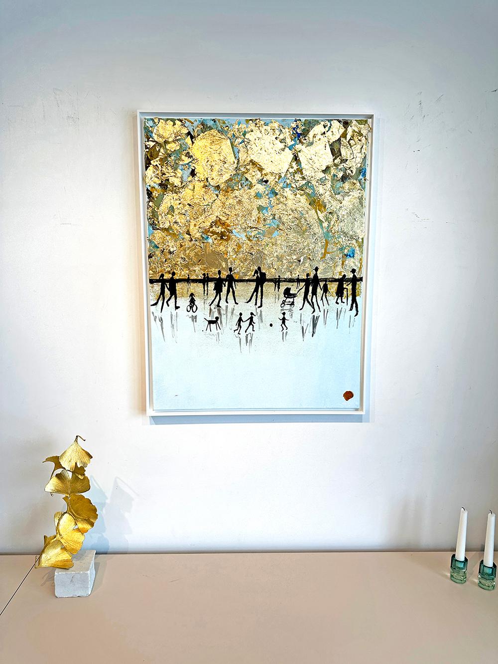 Little Love Adventures - Gold Leaf Contemporary abstract painting For Sale 10
