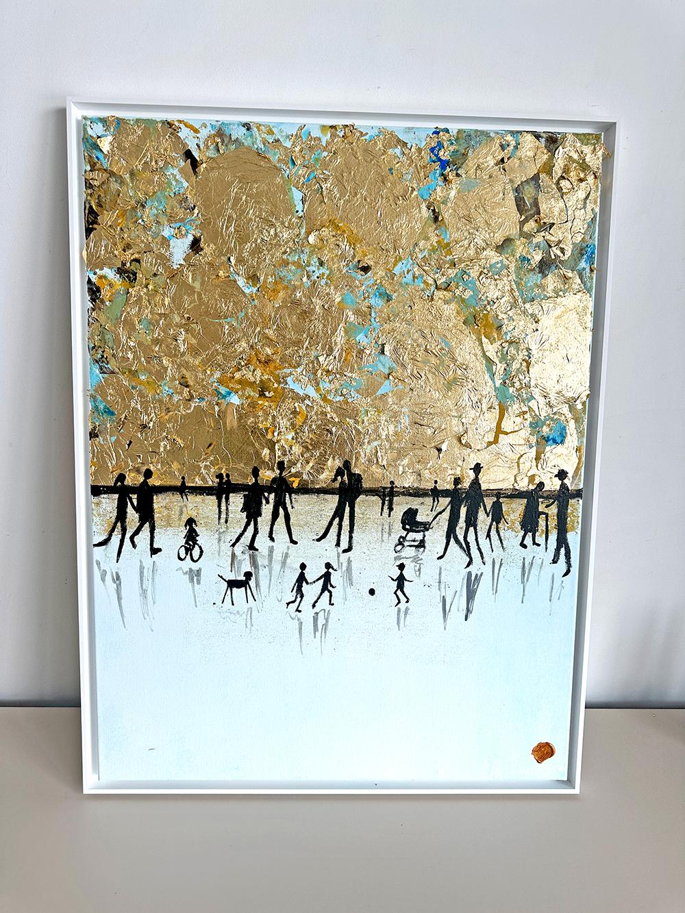 Little Love Adventures - Gold Leaf Contemporary abstract painting For Sale 11