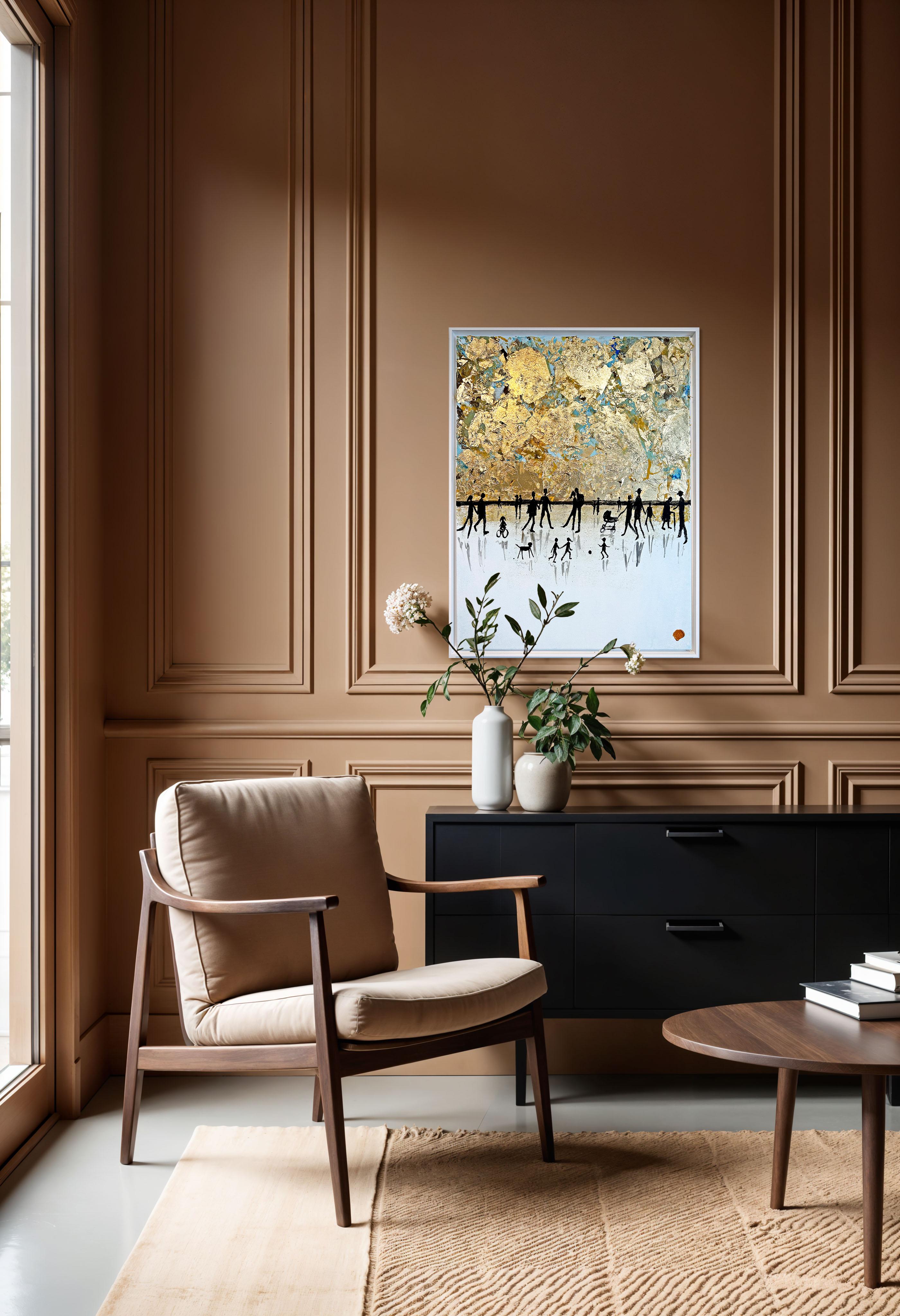 Little Love Adventures - Gold Leaf Contemporary abstract painting For Sale 12