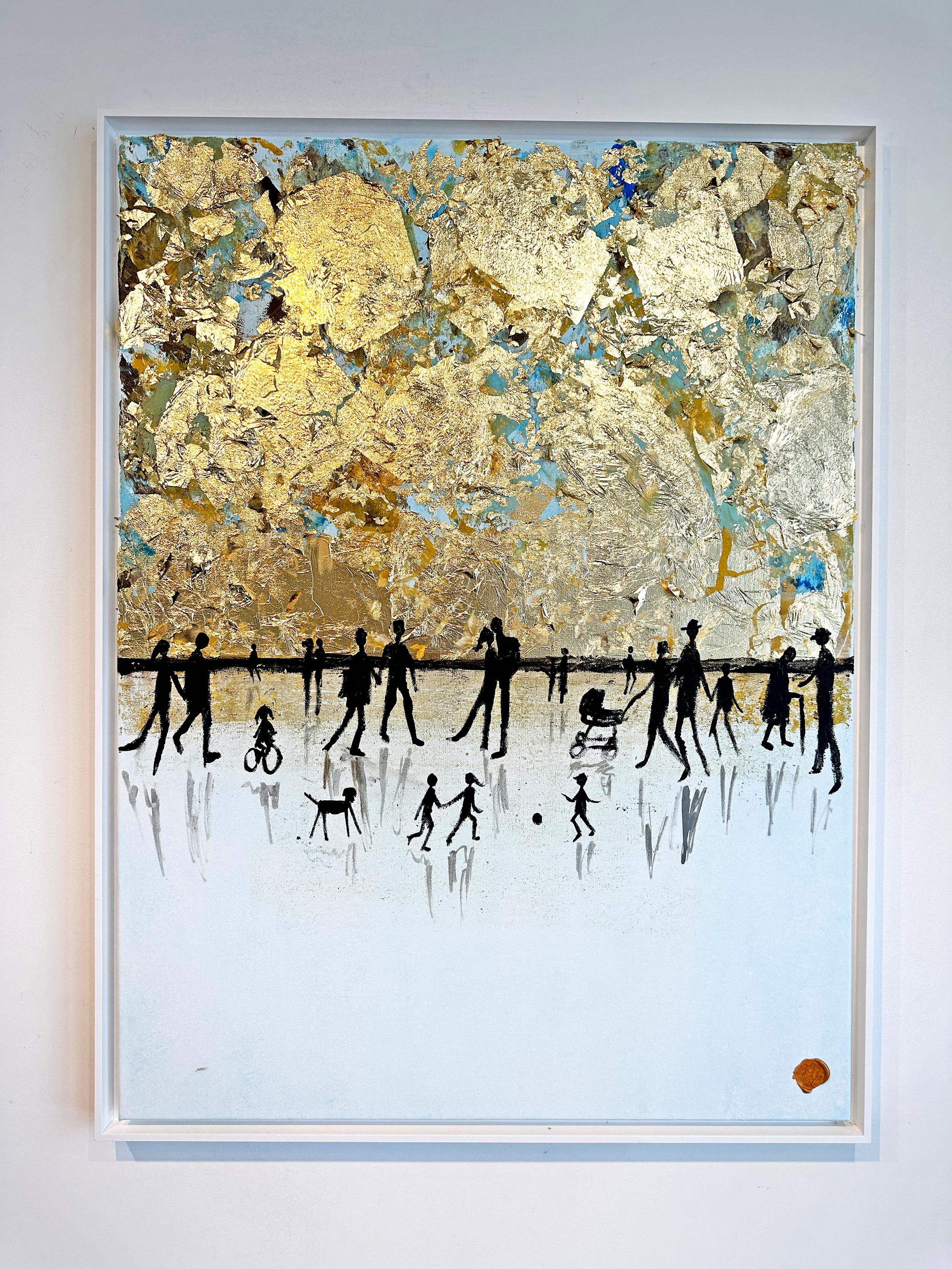 Katharina Hormel creates minimalistic landscape paintings featuring everyday scenes of life. Her art often portrays people engaged in their daily activities, such as taking a leisurely walk in the park, cycling, playing football, or even