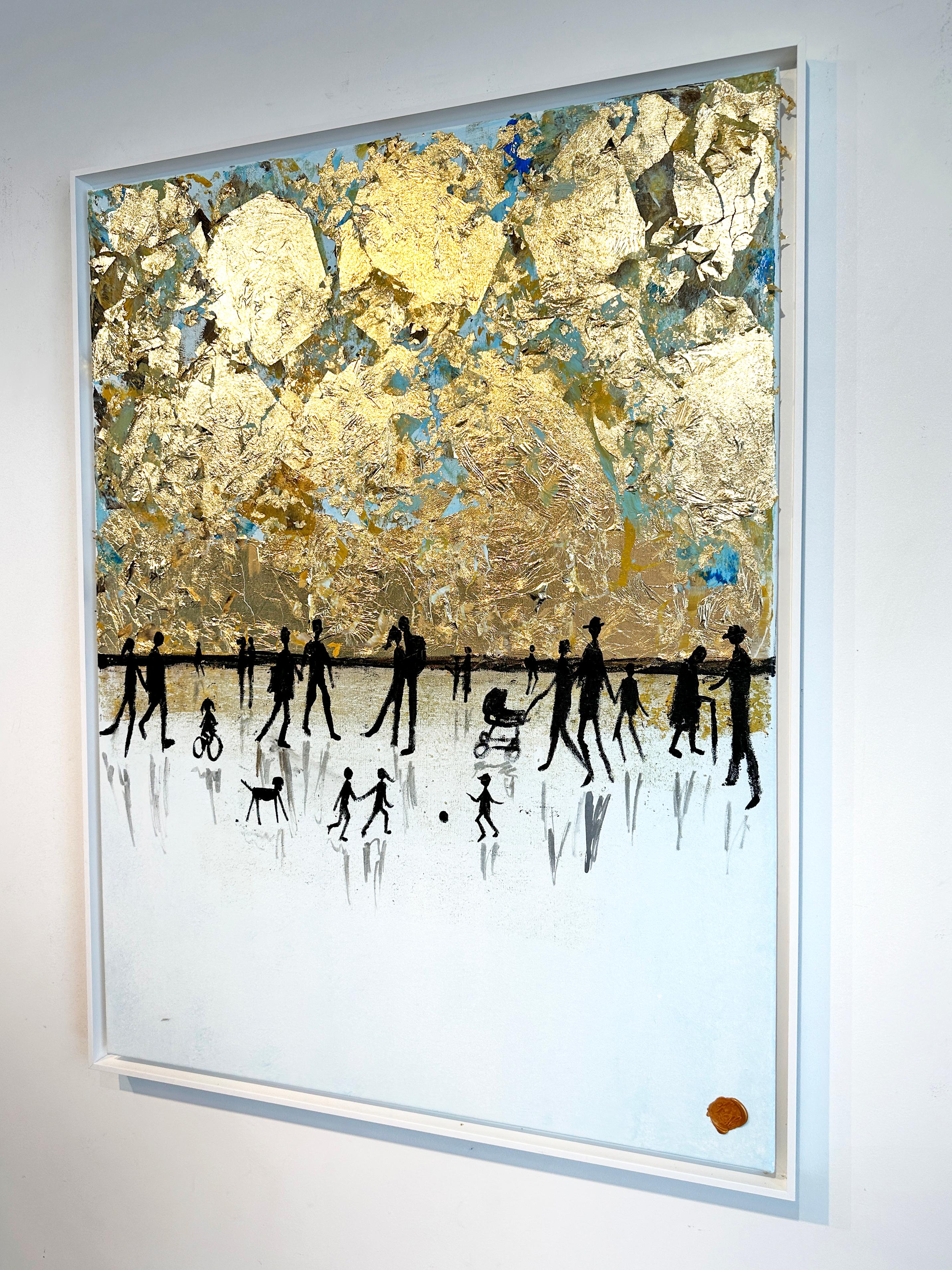 Little Love Adventures - Gold Leaf Contemporary abstract painting For Sale 2