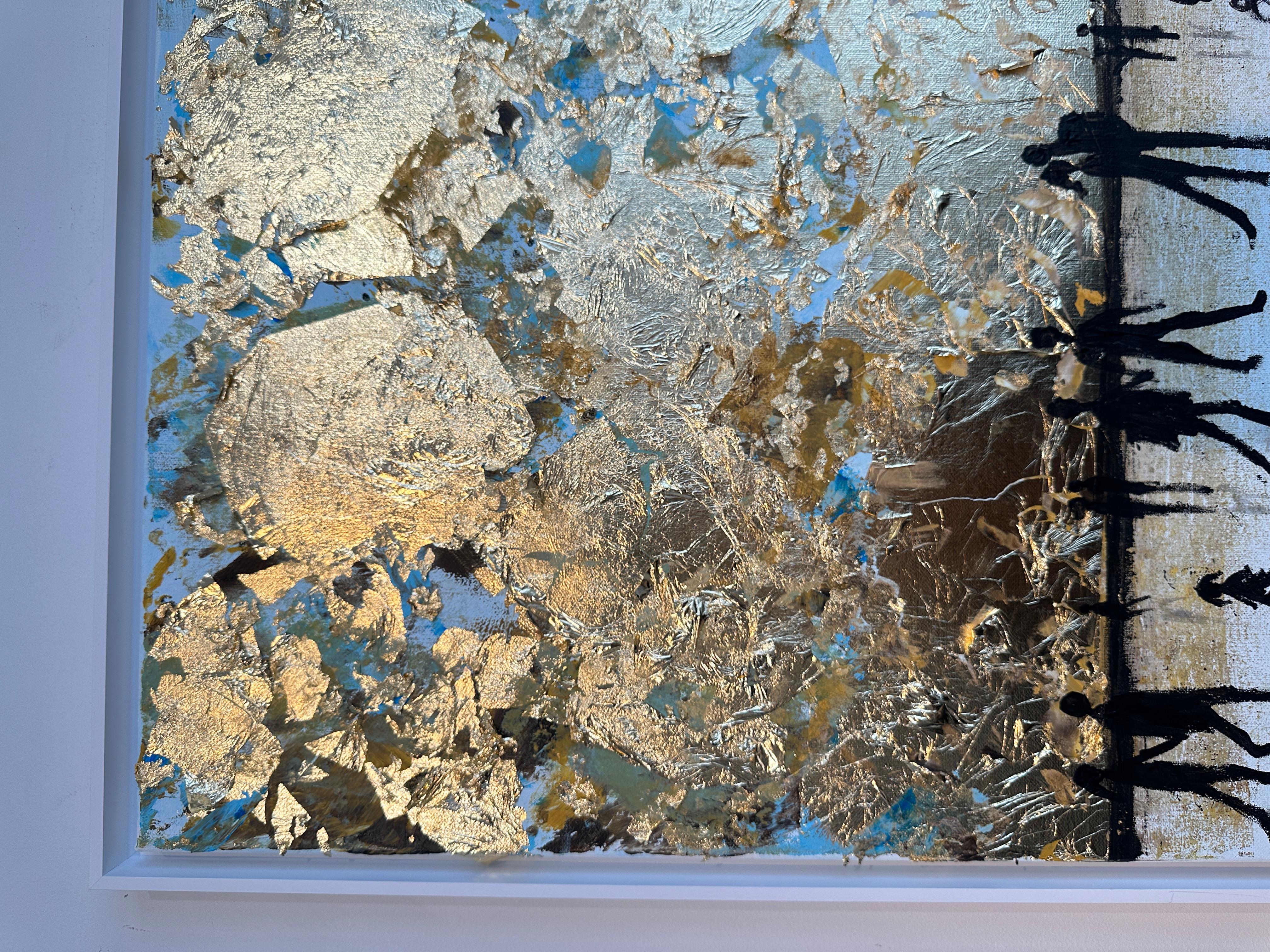 Little Love Adventures - Gold Leaf Contemporary abstract painting For Sale 3