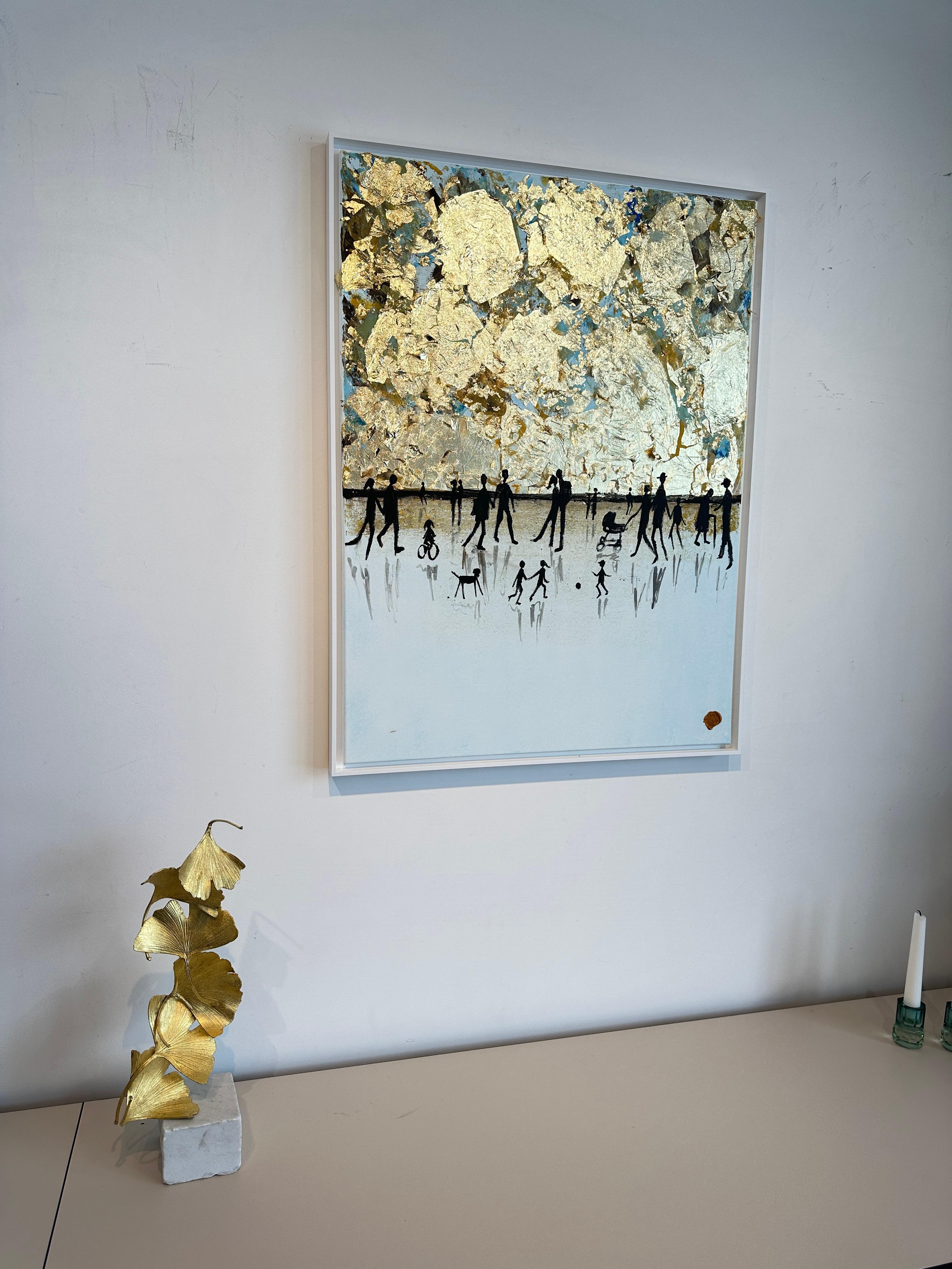 Little Love Adventures - Gold Leaf Contemporary abstract painting For Sale 4