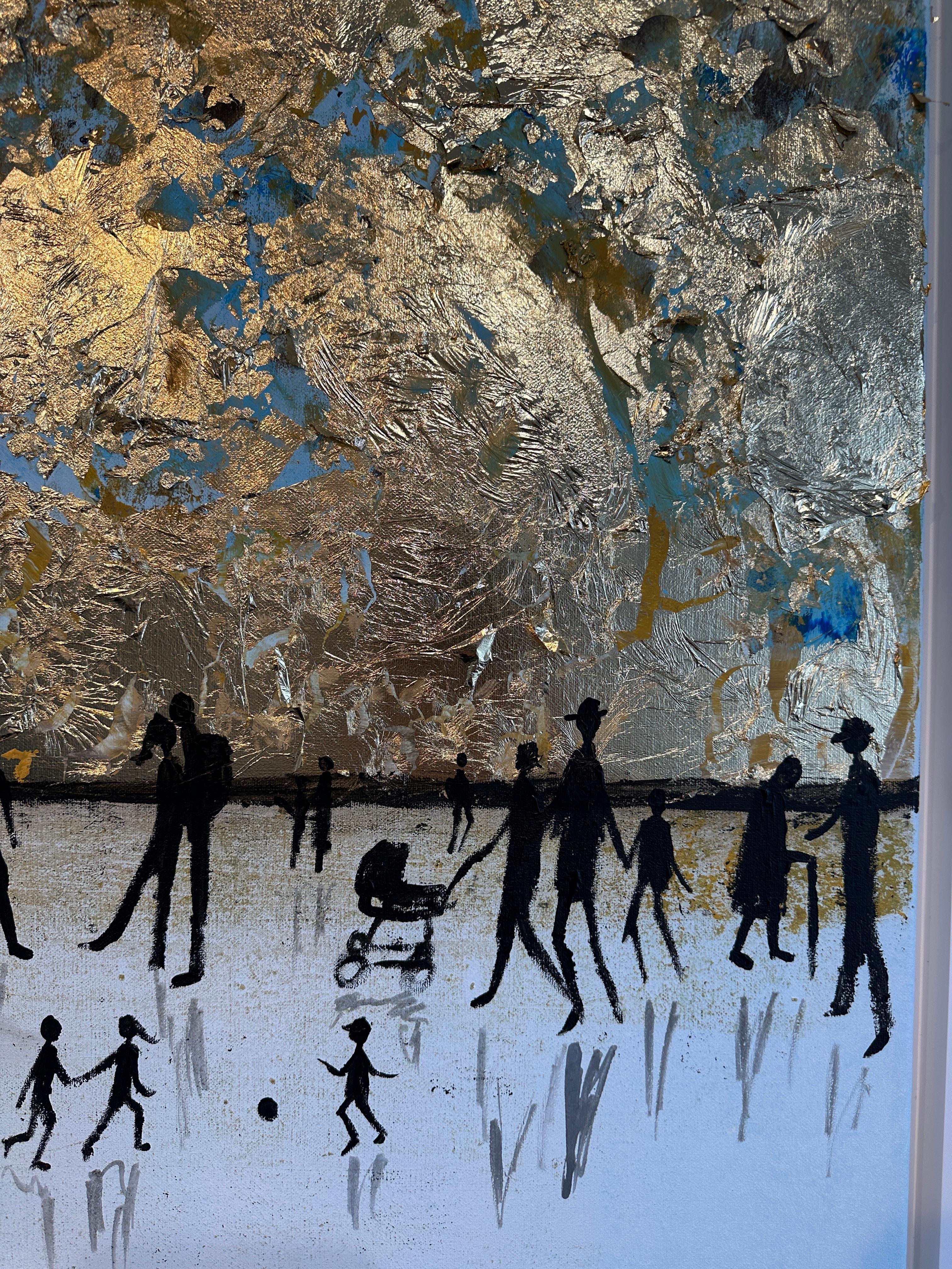 Little Love Adventures - Gold Leaf Contemporary abstract painting For Sale 5