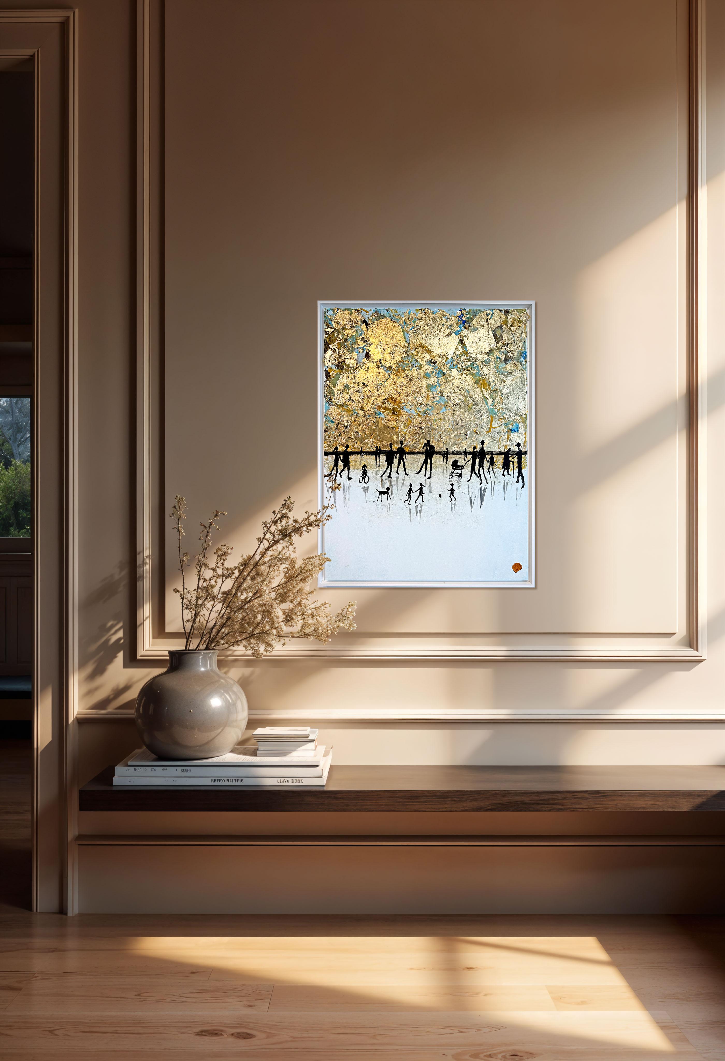 Little Love Adventures - Gold Leaf Contemporary abstract painting For Sale 6
