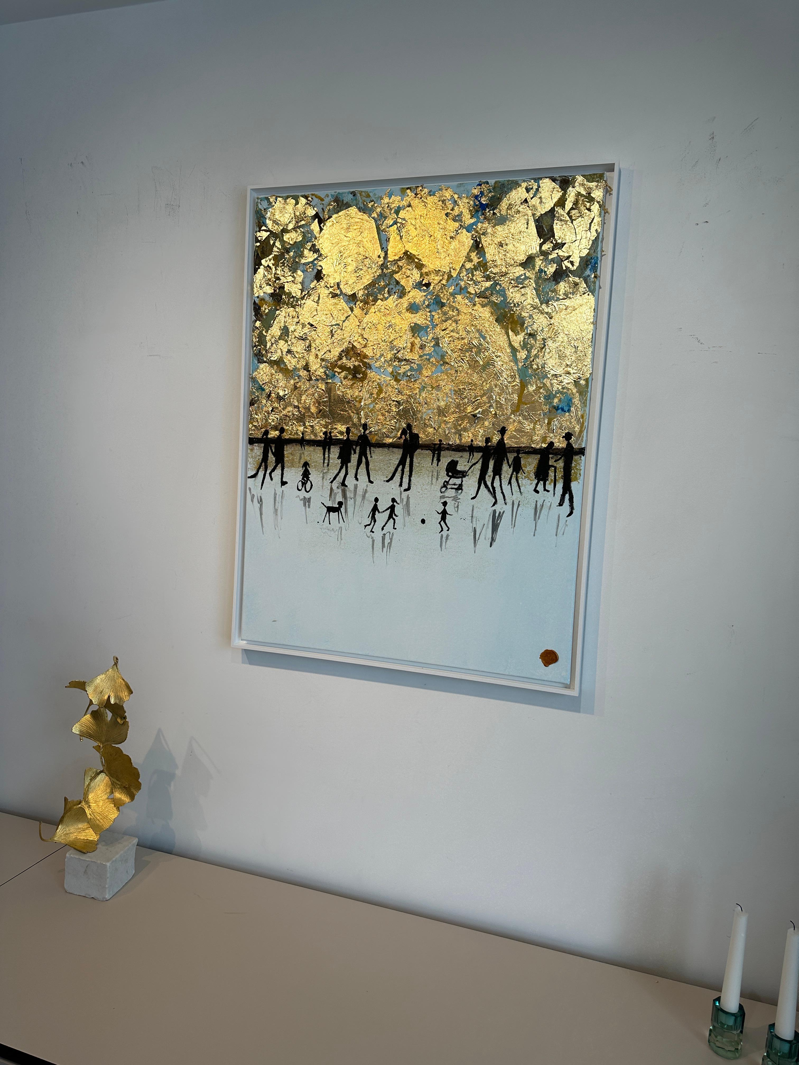 Little Love Adventures - Gold Leaf Contemporary abstract painting For Sale 7