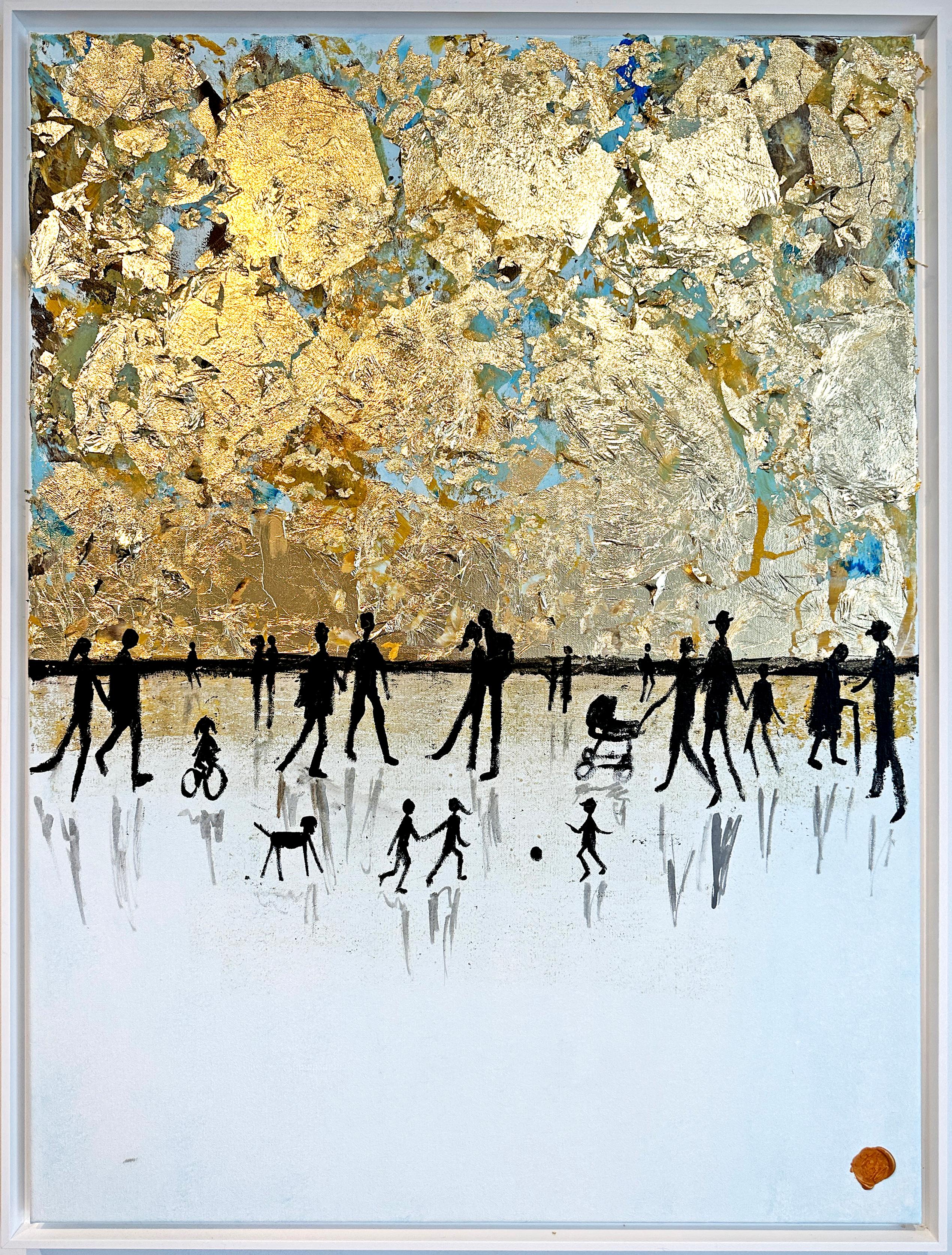 Little Love Adventures - Gold Leaf Contemporary abstract painting - Painting by Katharina Hormel
