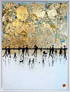 Little Love Adventures - Gold Leaf Contemporary abstract painting