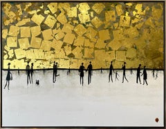 Living our Love Story - Gold Leaf Contemporary abstract family painting