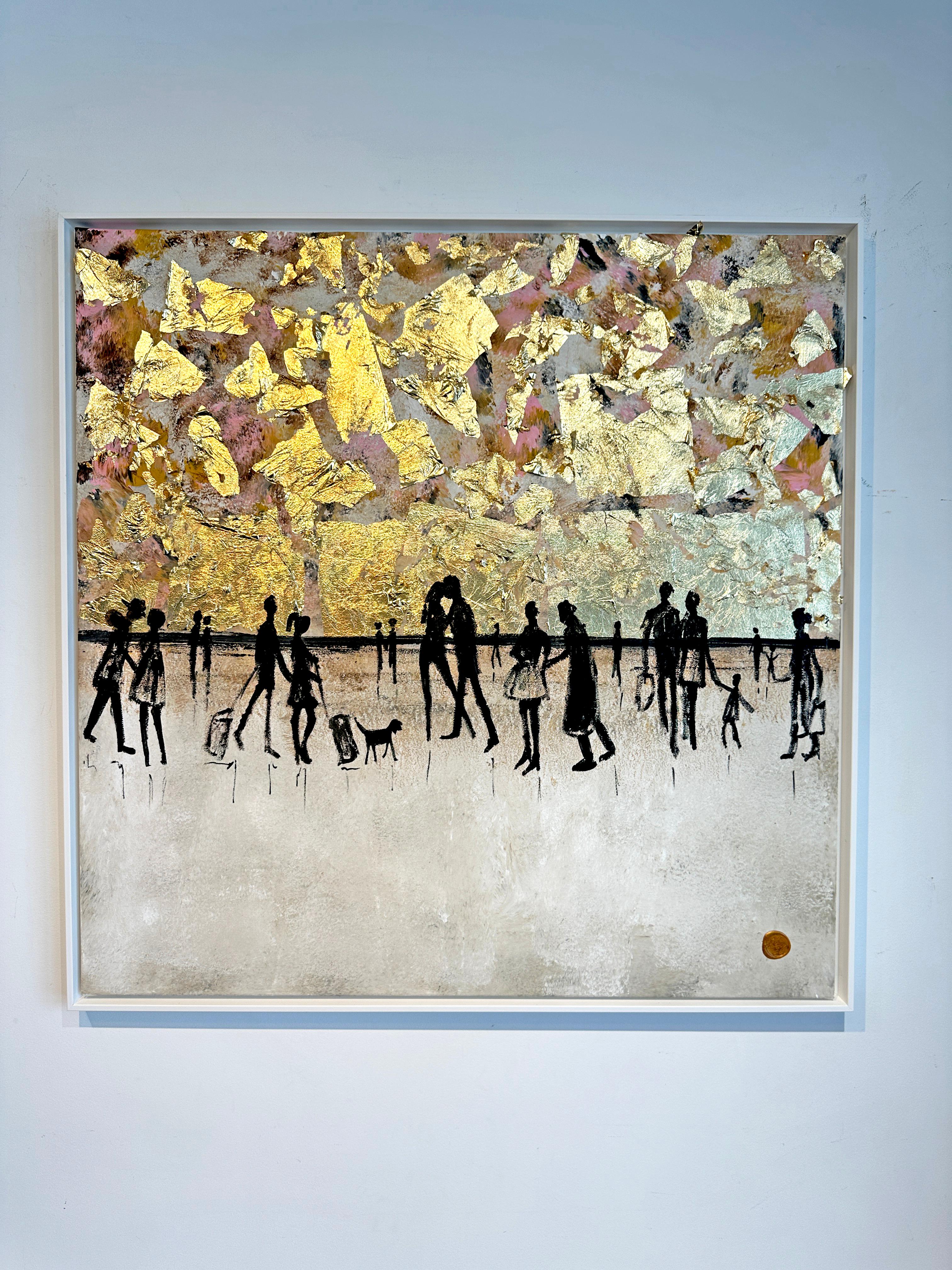 Love is a Journey - Gold Leaf Contemporary abstract painting For Sale 8
