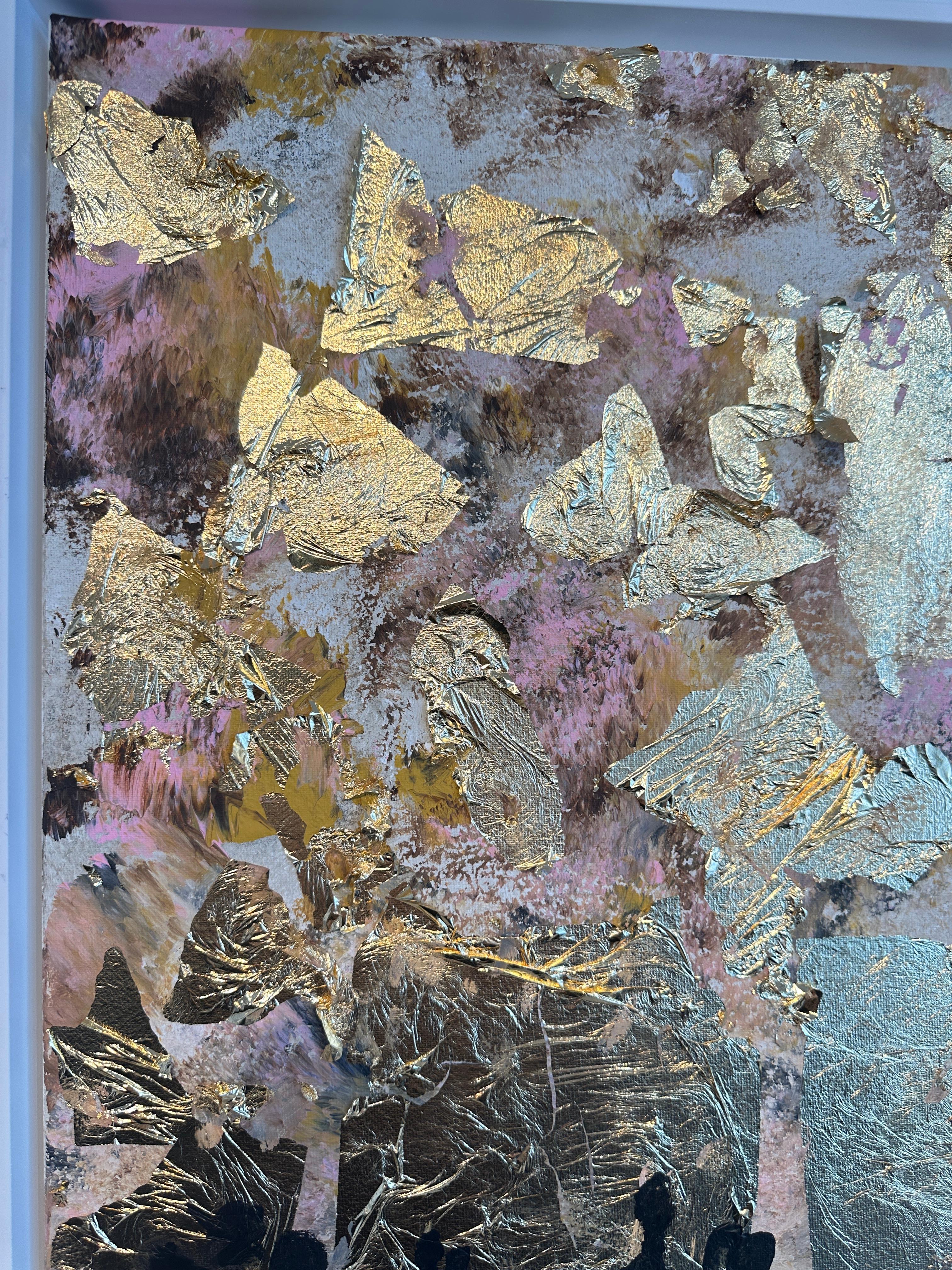 Love is a Journey - Gold Leaf Contemporary abstract painting For Sale 9