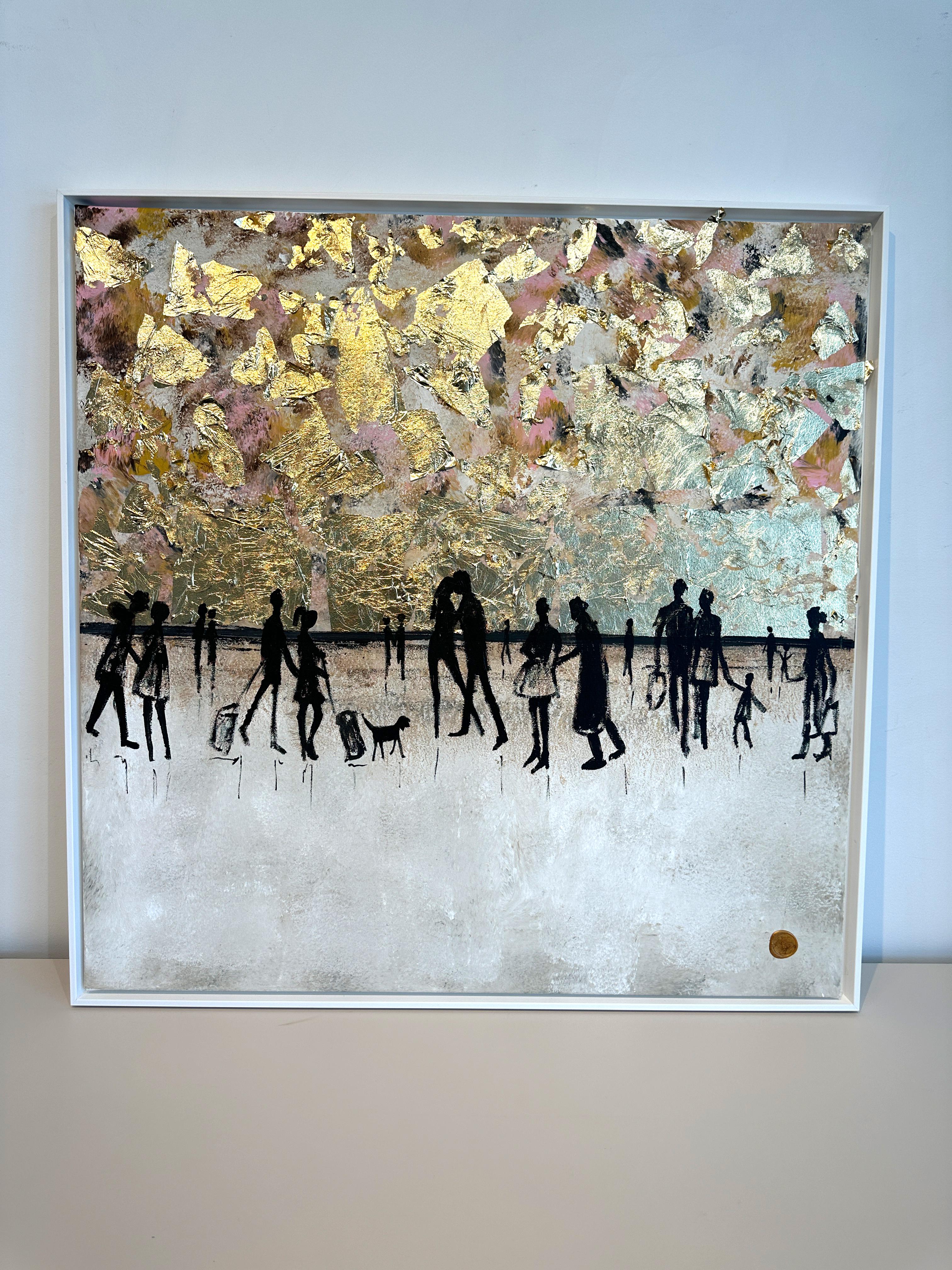 Love is a Journey - Gold Leaf Contemporary abstract painting For Sale 10