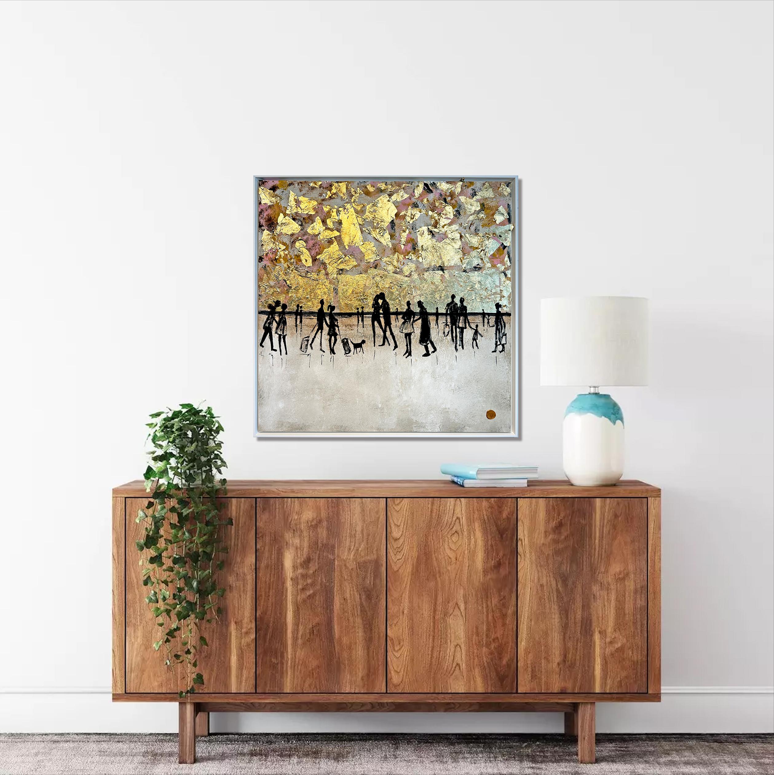 Love is a Journey - Gold Leaf Contemporary abstract painting For Sale 12