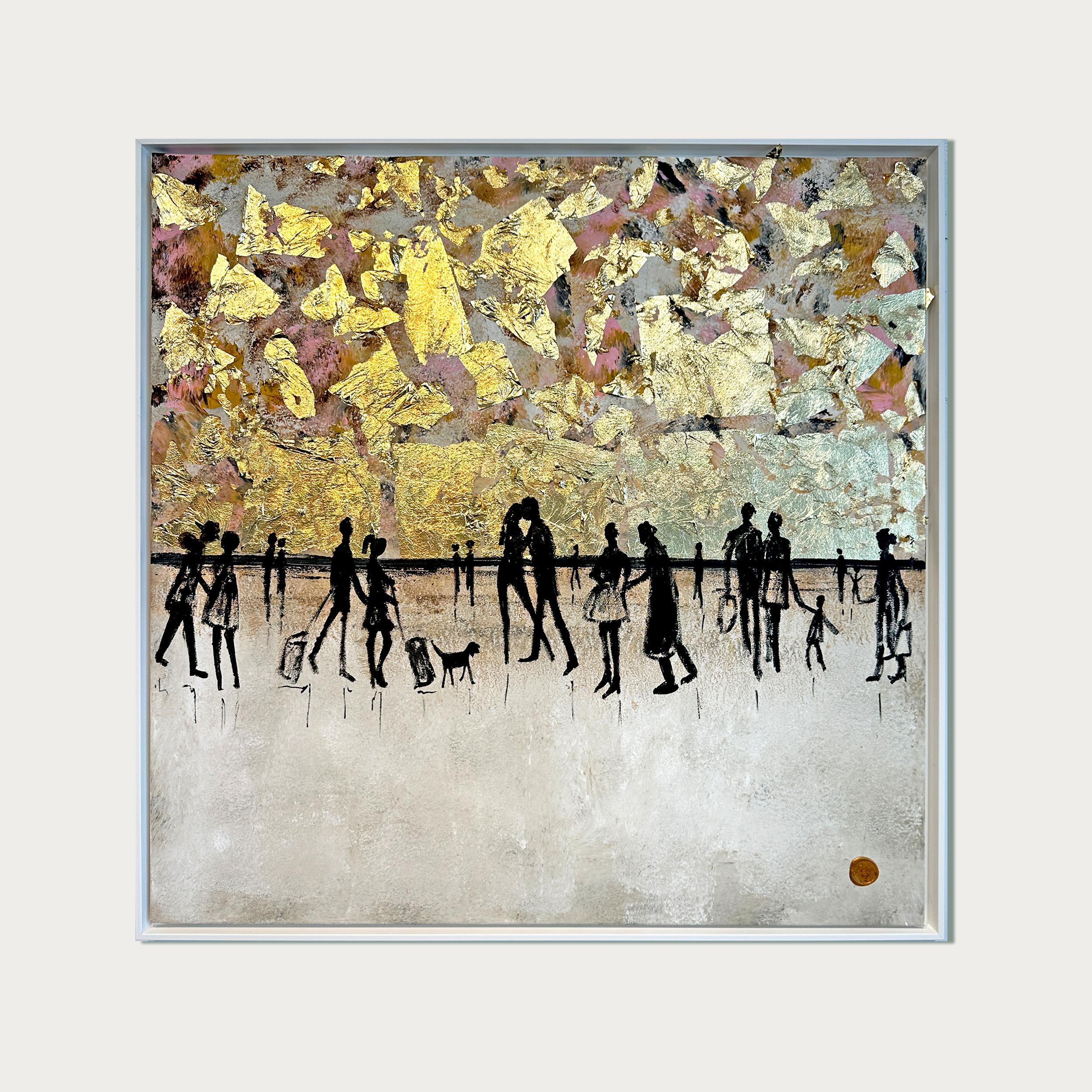 Katharina Hormel creates minimalistic landscape paintings featuring everyday scenes of life. Her art often portrays people engaged in their daily activities, such as taking a leisurely walk in the park, cycling, playing football, or even