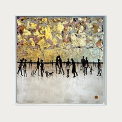 L'amore è un viaggio - Quadro astratto contemporaneo a foglia d'oro