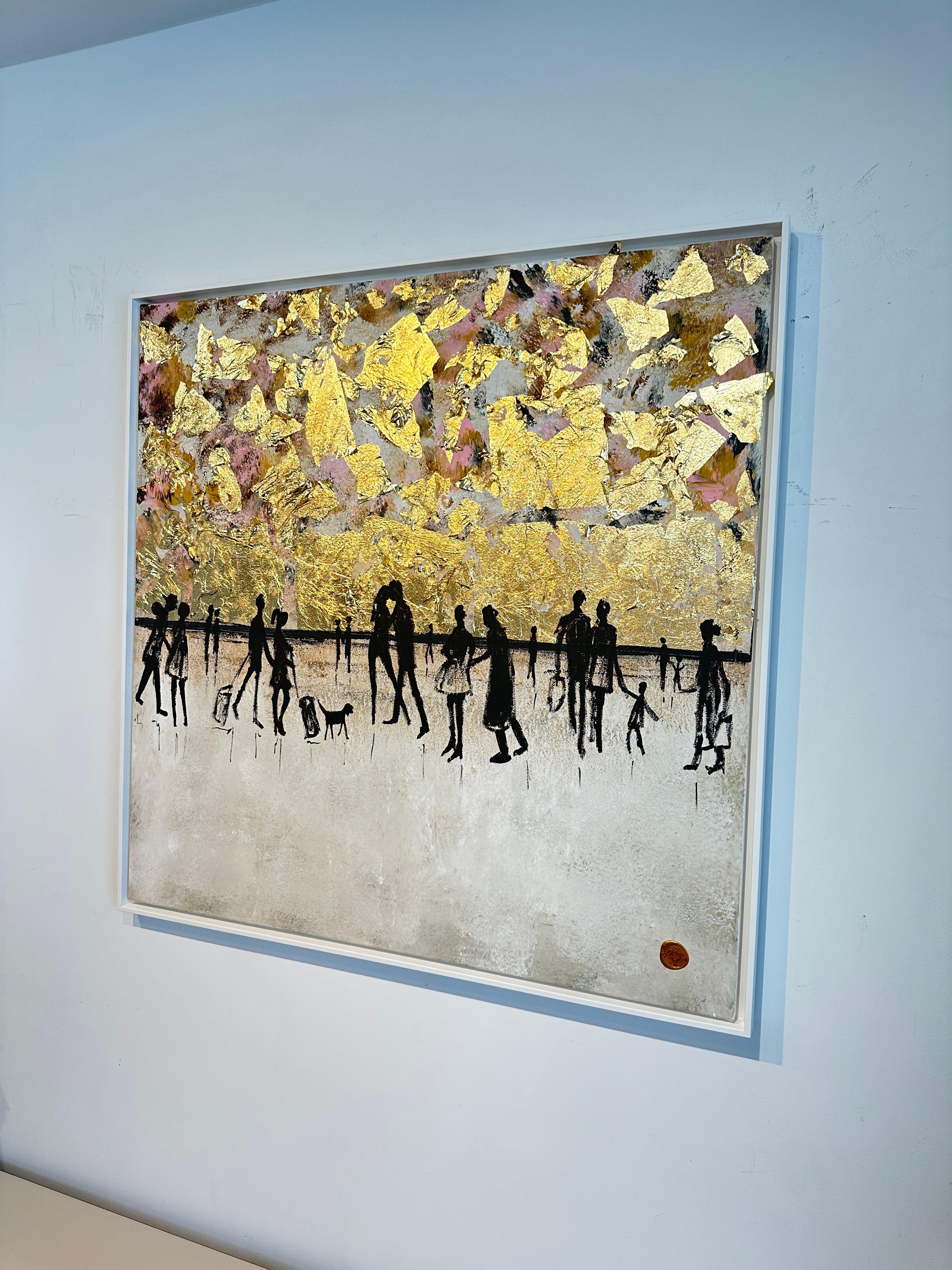 Love is a Journey - Gold Leaf Contemporary abstract painting For Sale 3
