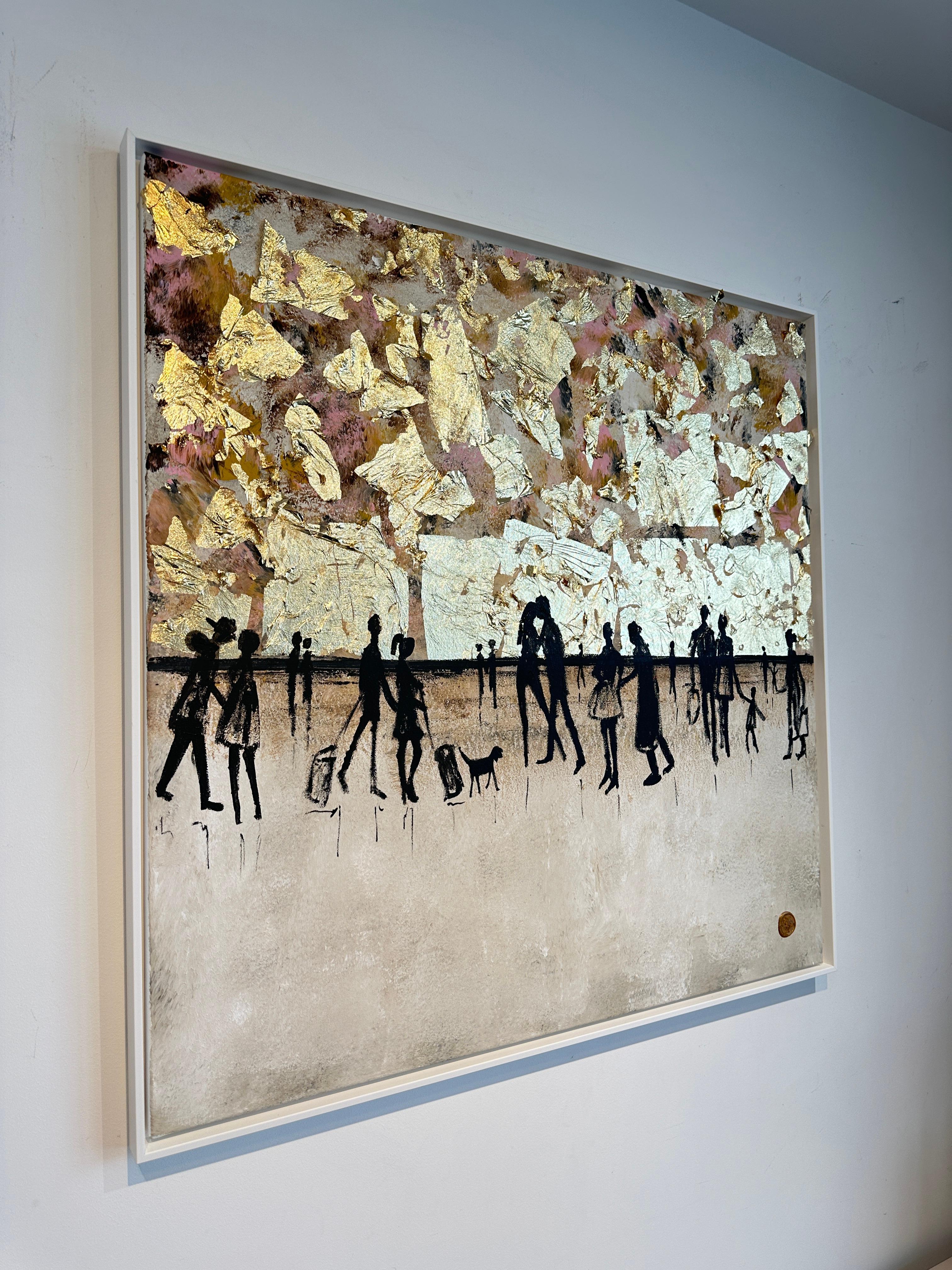 Love is a Journey - Gold Leaf Contemporary abstract painting For Sale 4