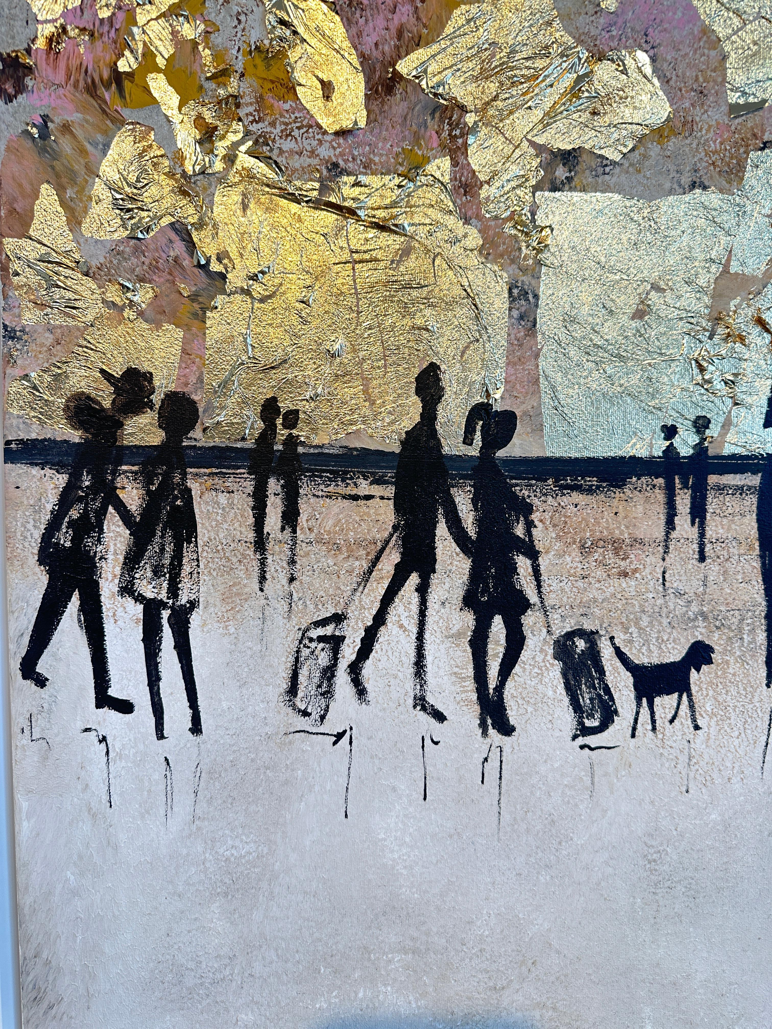 Love is a Journey - Gold Leaf Contemporary abstract painting For Sale 6