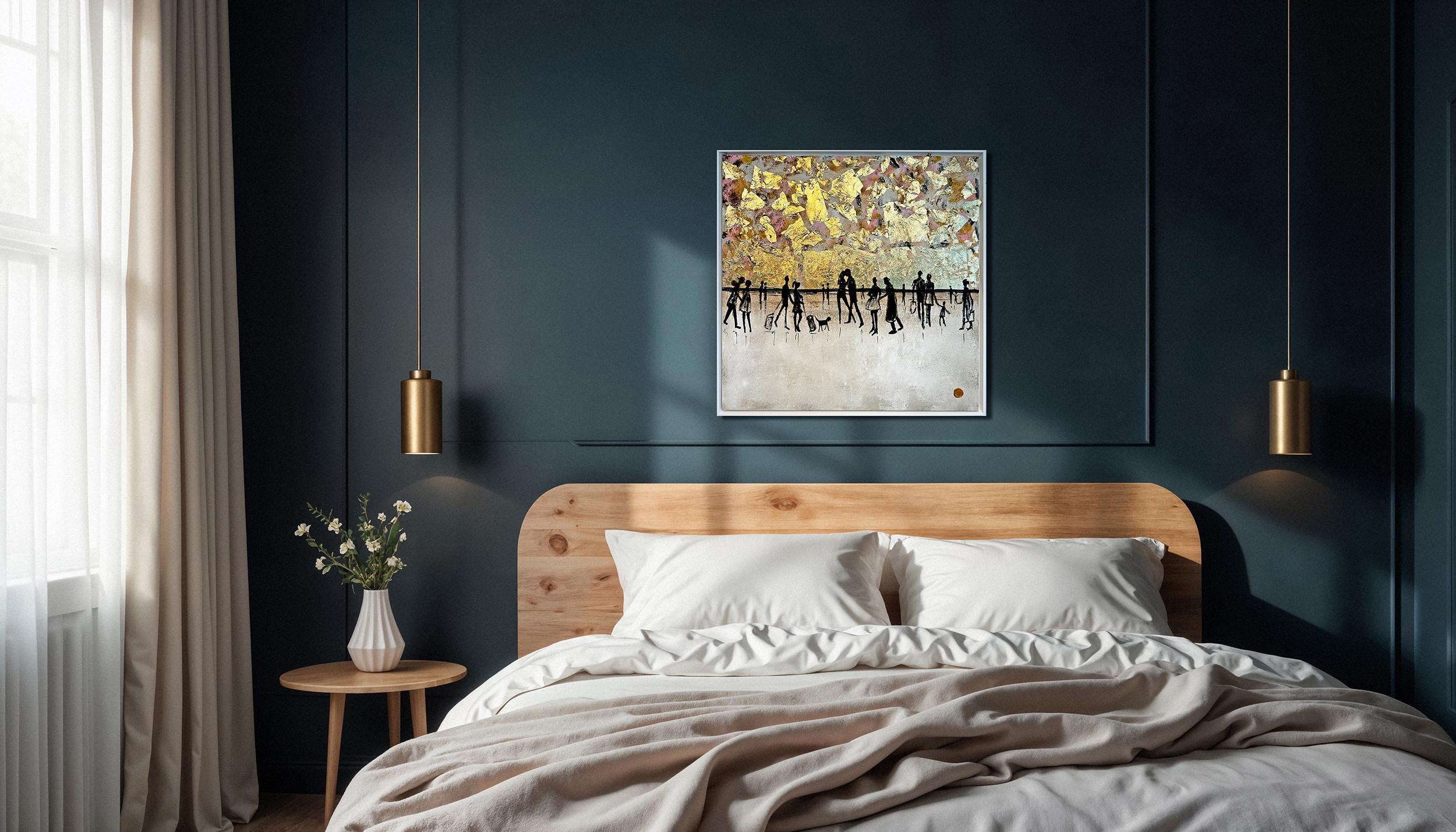 Love is a Journey - Gold Leaf Contemporary abstract painting For Sale 7