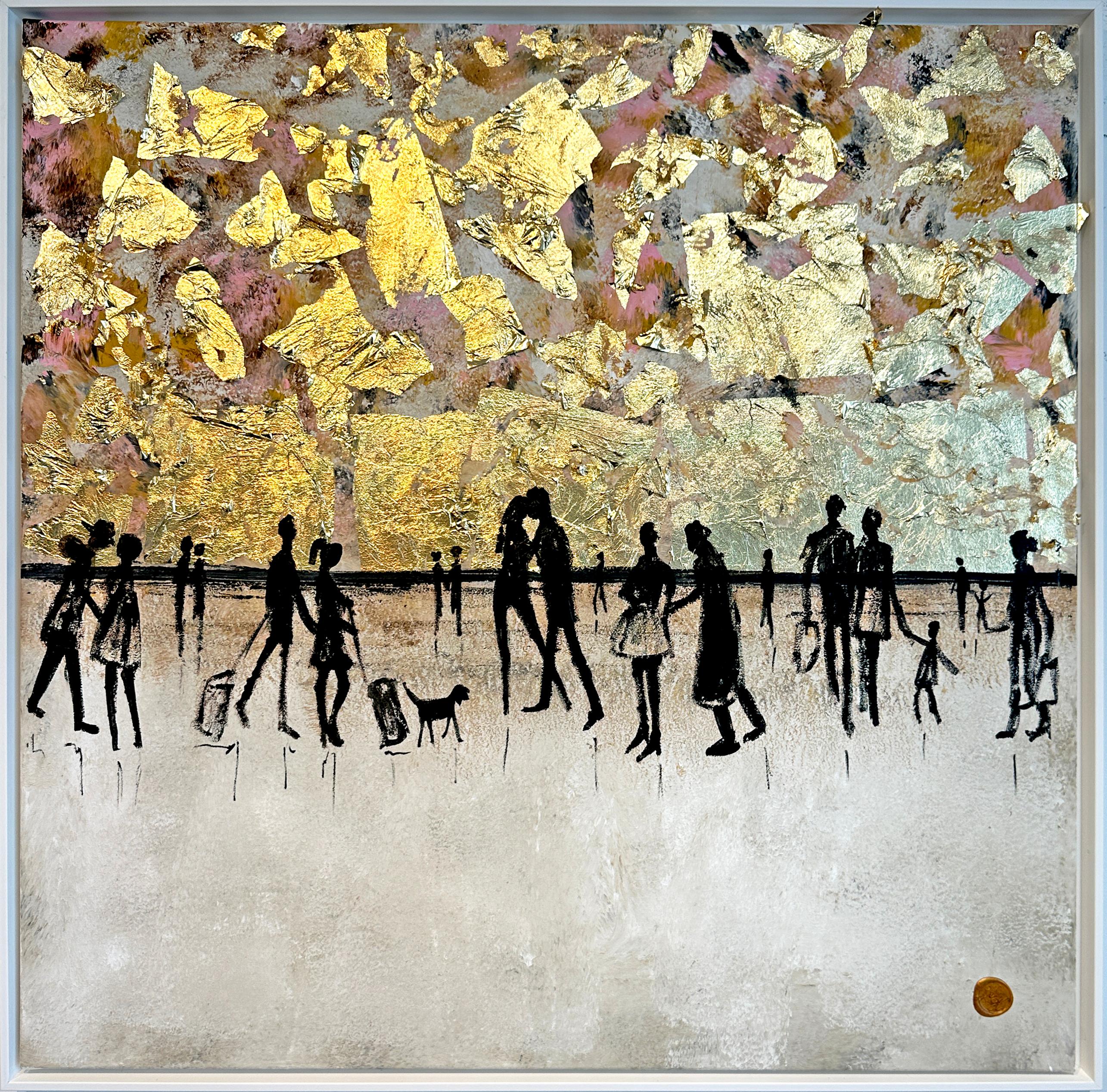 Love is a Journey - Gold Leaf Contemporary abstract painting - Painting by Katharina Hormel