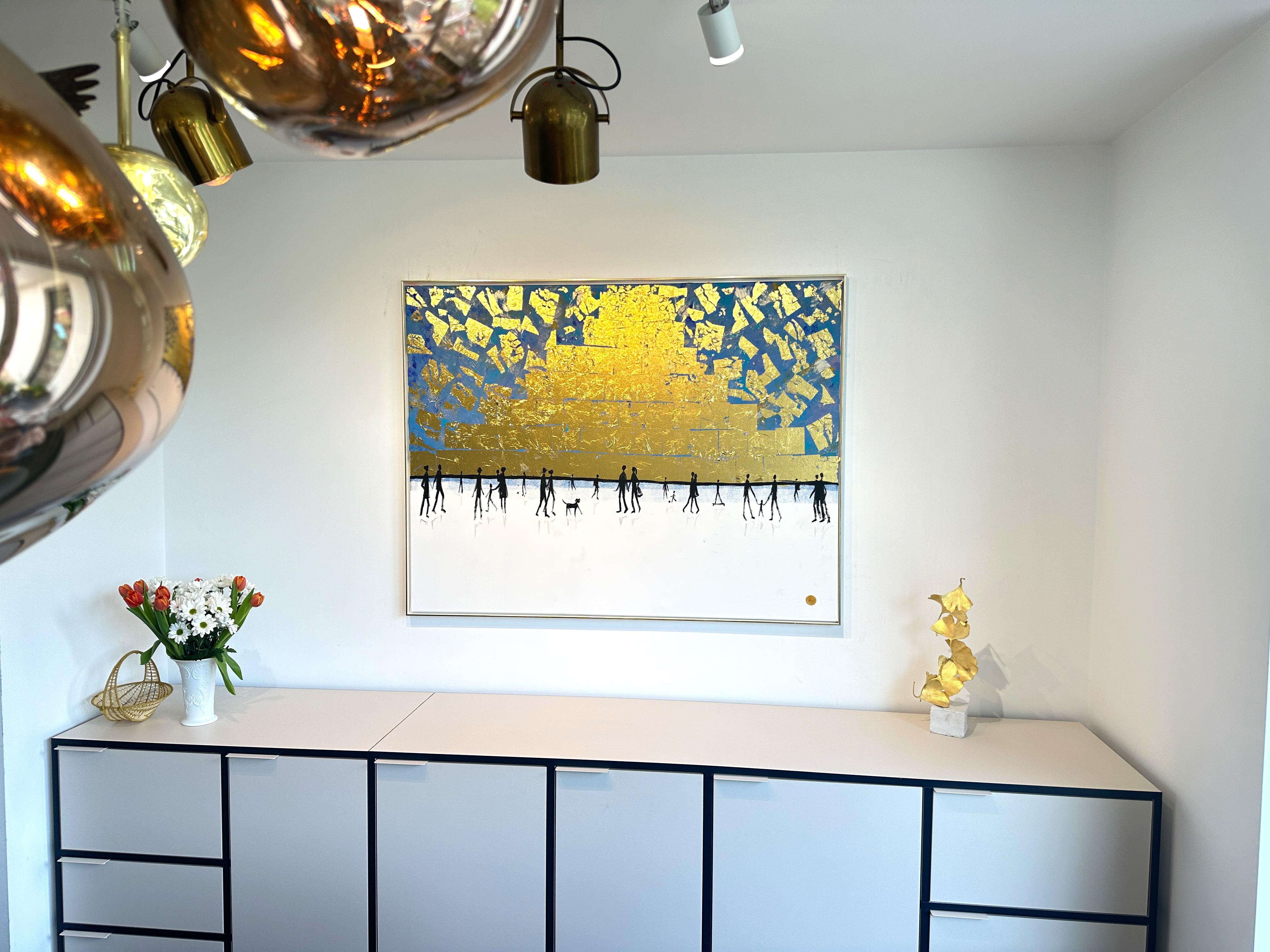 Love is looking in the same Direction - Gold Leaf Contemporary abstract painting For Sale 7