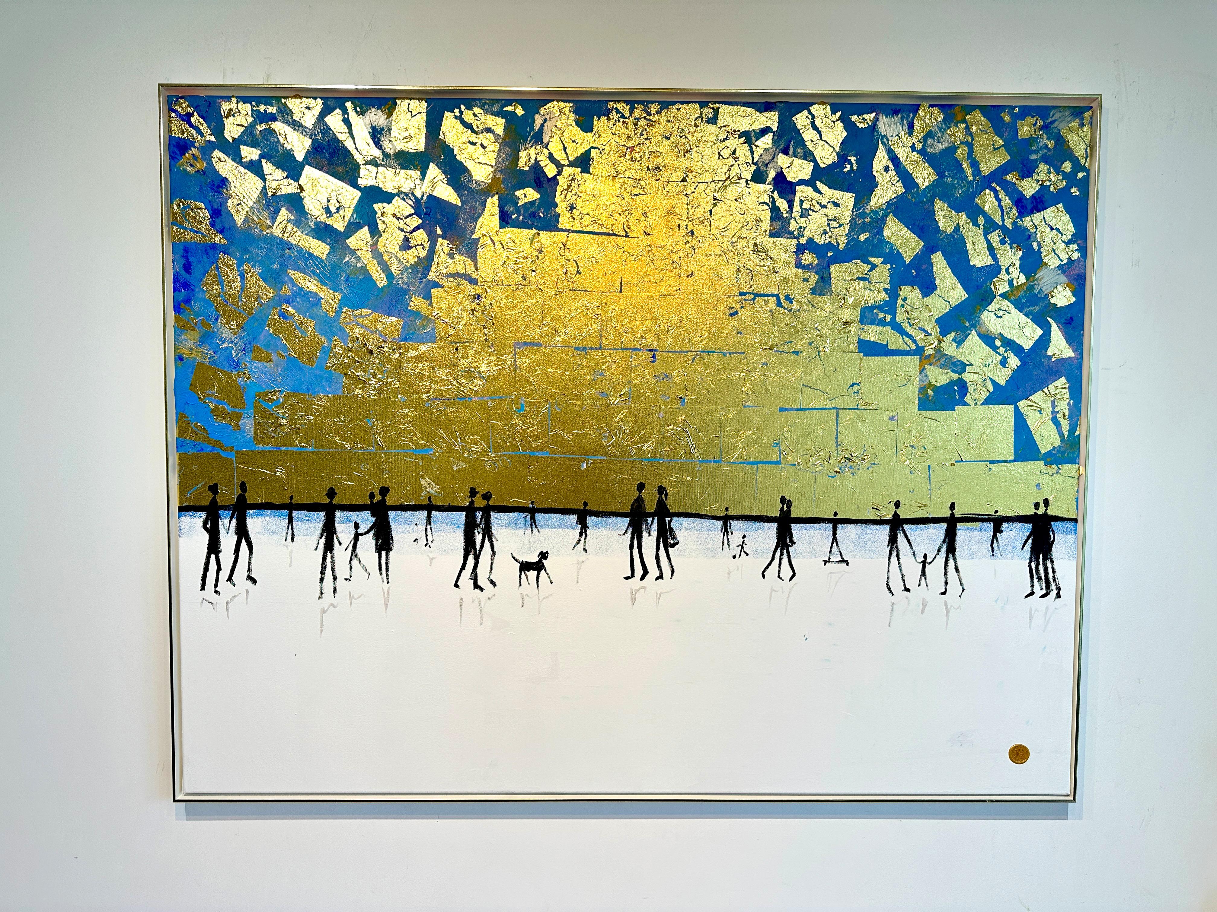 Love is looking in the same Direction - Gold Leaf Contemporary abstract painting - Painting by Katharina Hormel