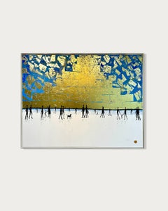 Love is looking in the same Direction - Gold Leaf Contemporary abstract painting