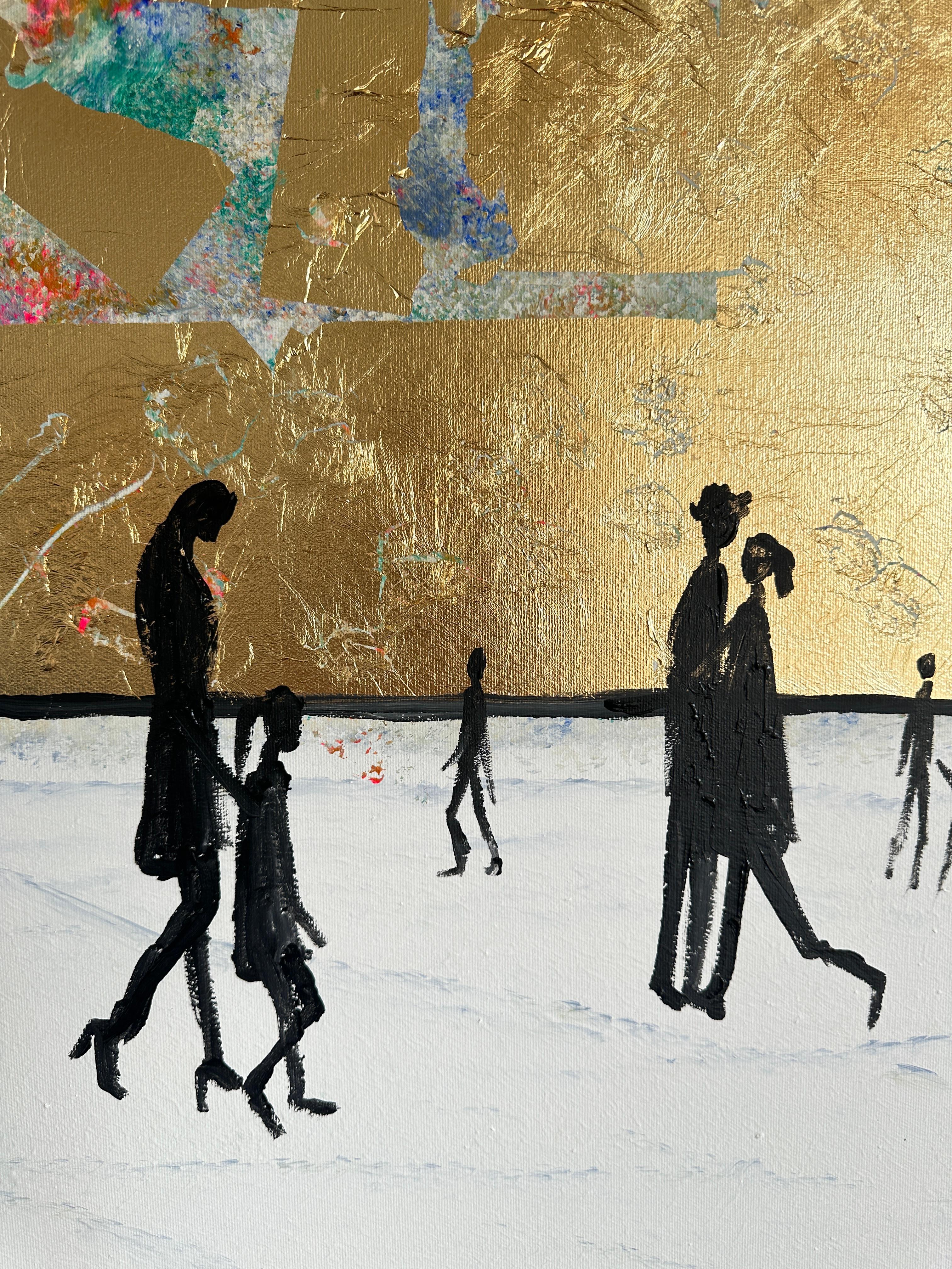 L'amore guarda nella stessa direzione - Foglia d'oro Astratto contemporaneo  pittura 1