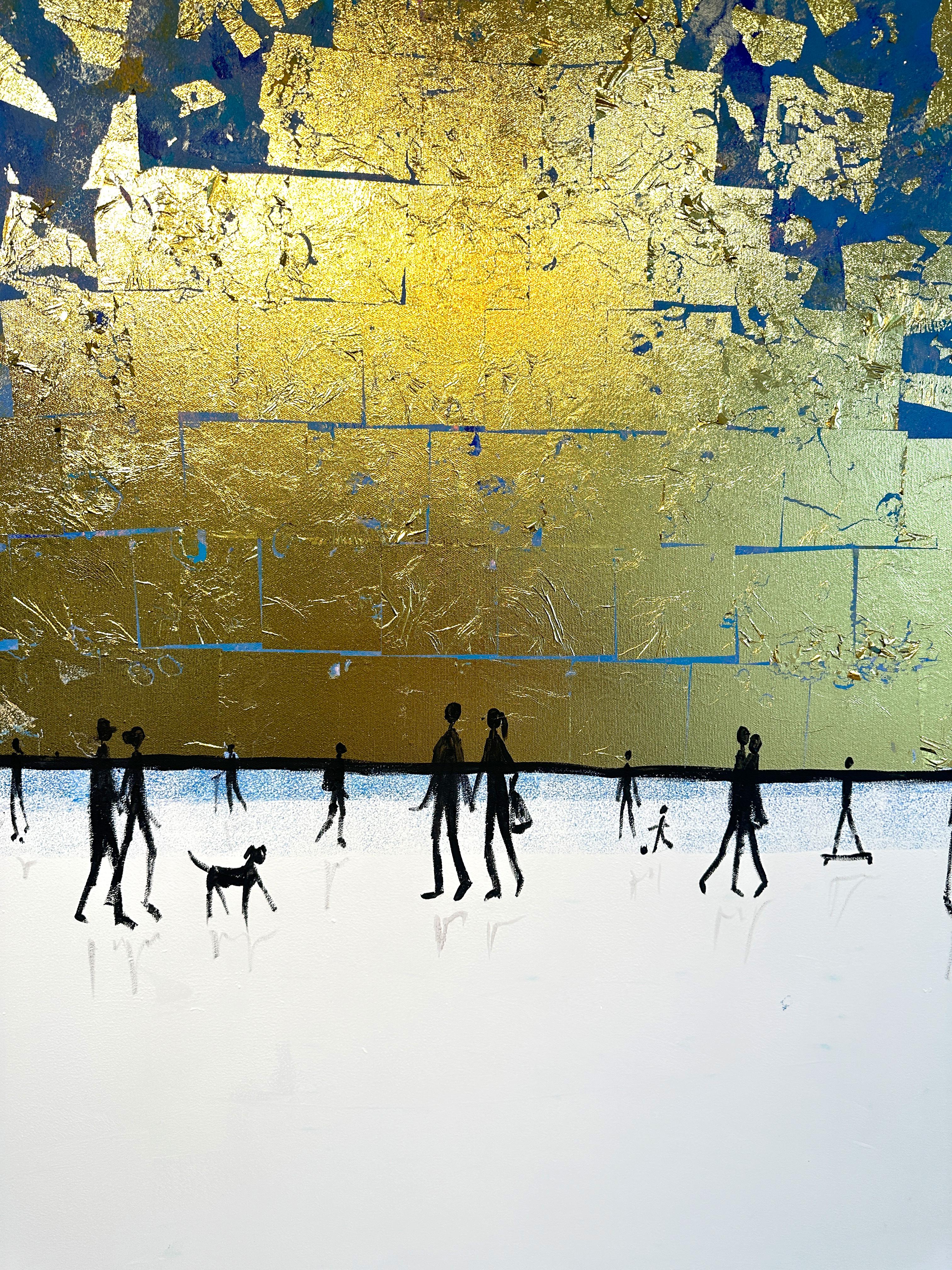 Katharina Hormel creates minimalistic landscape paintings featuring everyday scenes of life. Her art often portrays people engaged in their daily activities, such as taking a leisurely walk in the park, cycling, playing football, or even