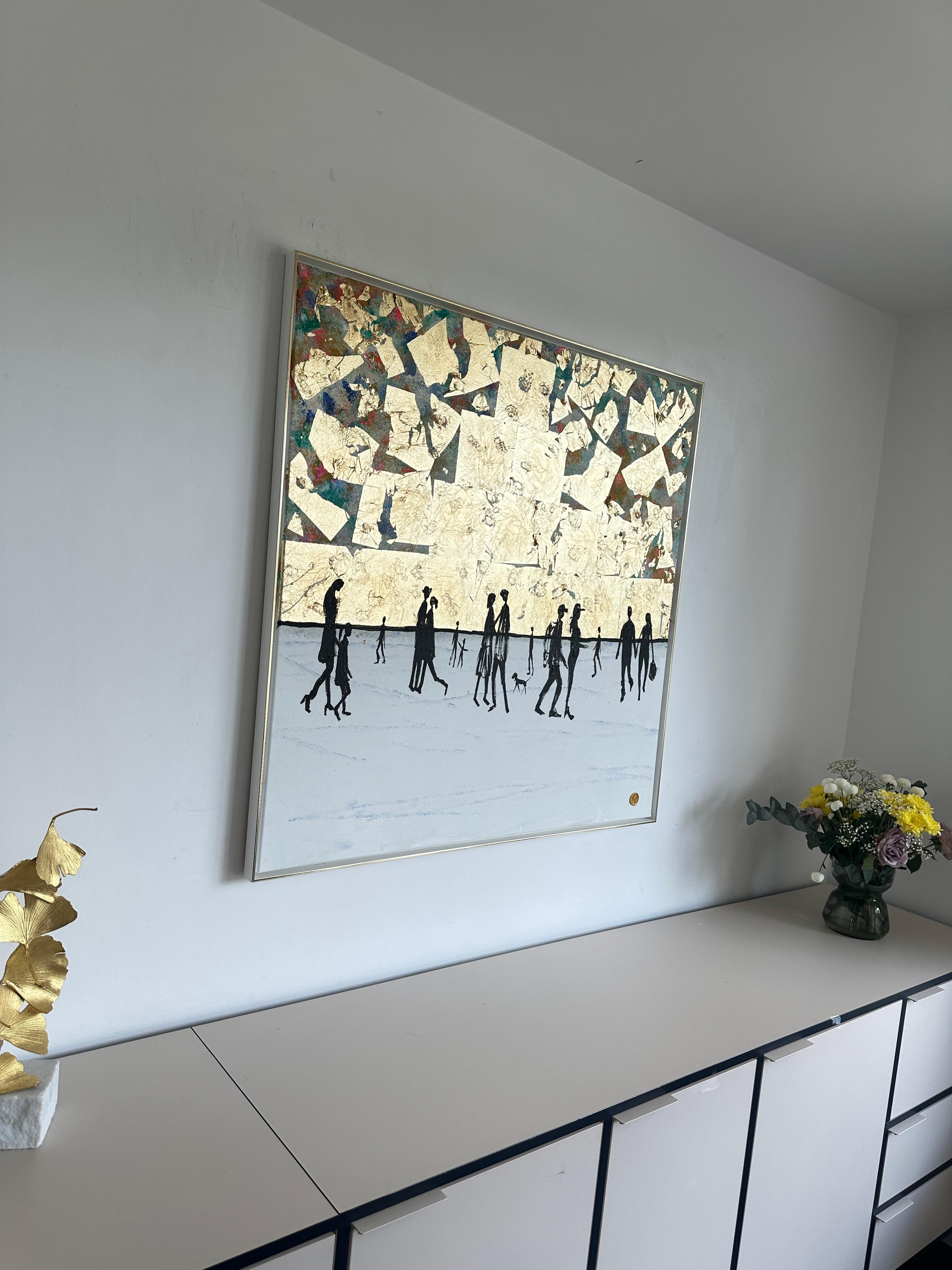 L'amore guarda nella stessa direzione - Foglia d'oro Astratto contemporaneo  pittura 2