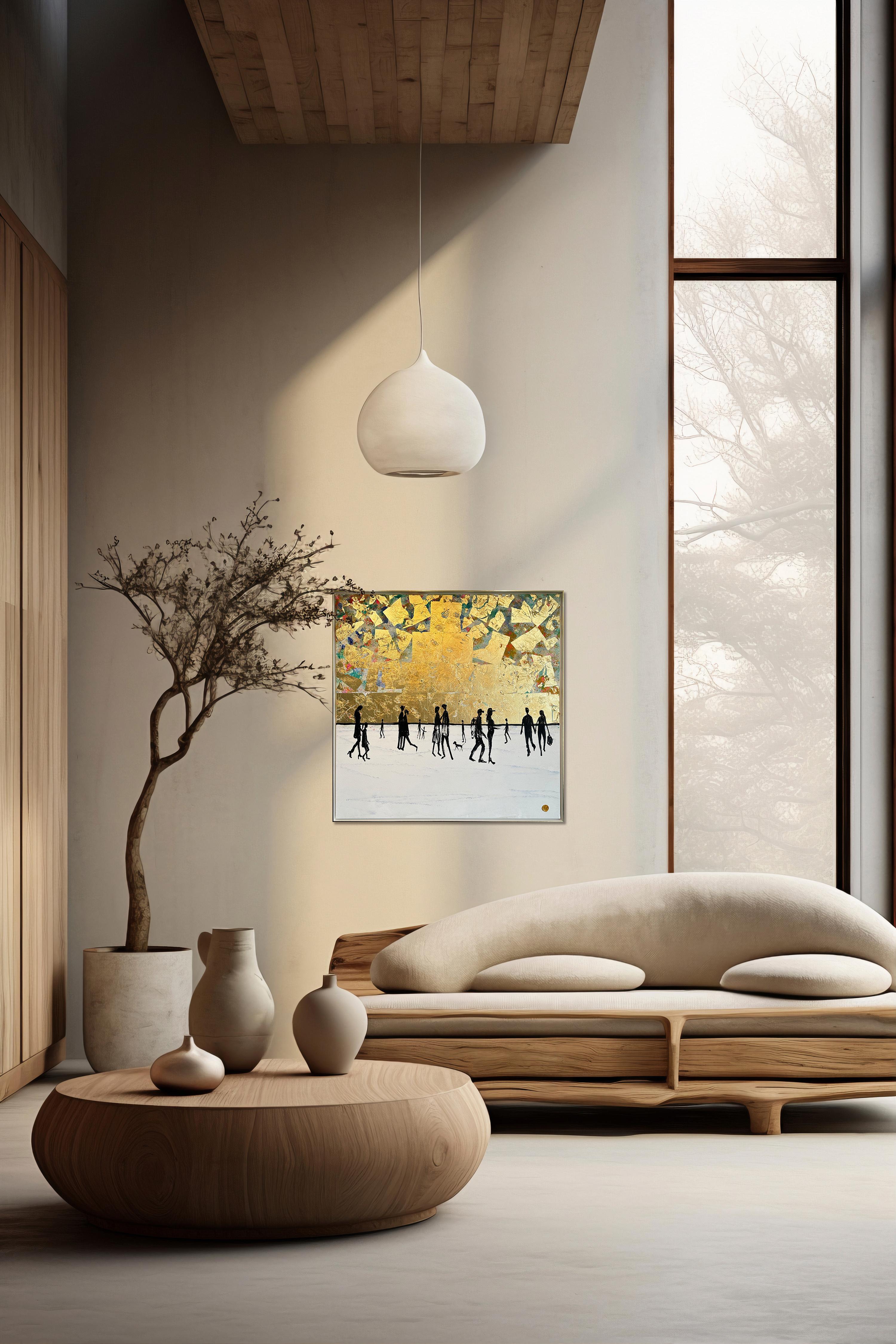 L'amore guarda nella stessa direzione - Foglia d'oro Astratto contemporaneo  pittura 3