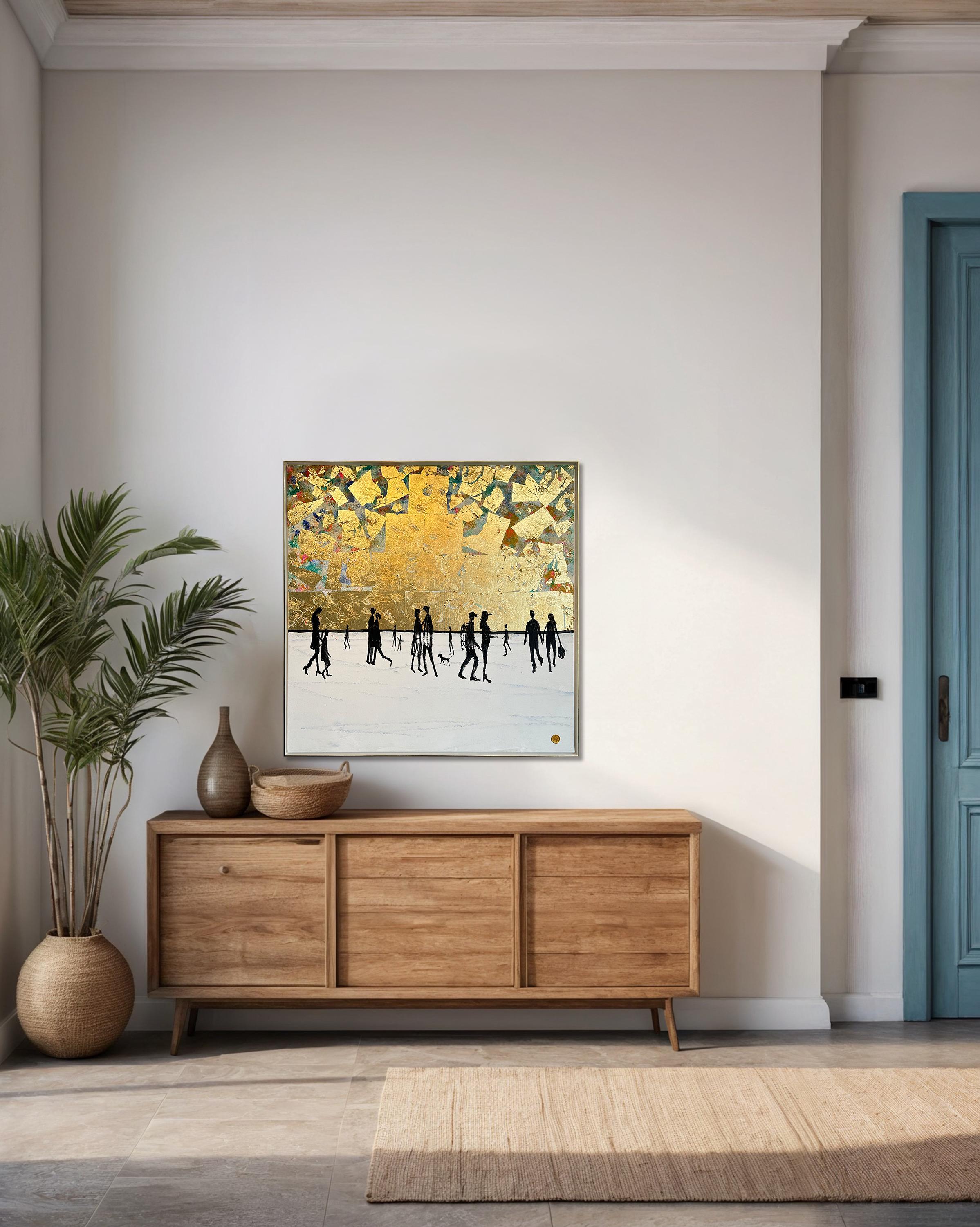 L'amore guarda nella stessa direzione - Foglia d'oro Astratto contemporaneo  pittura 7