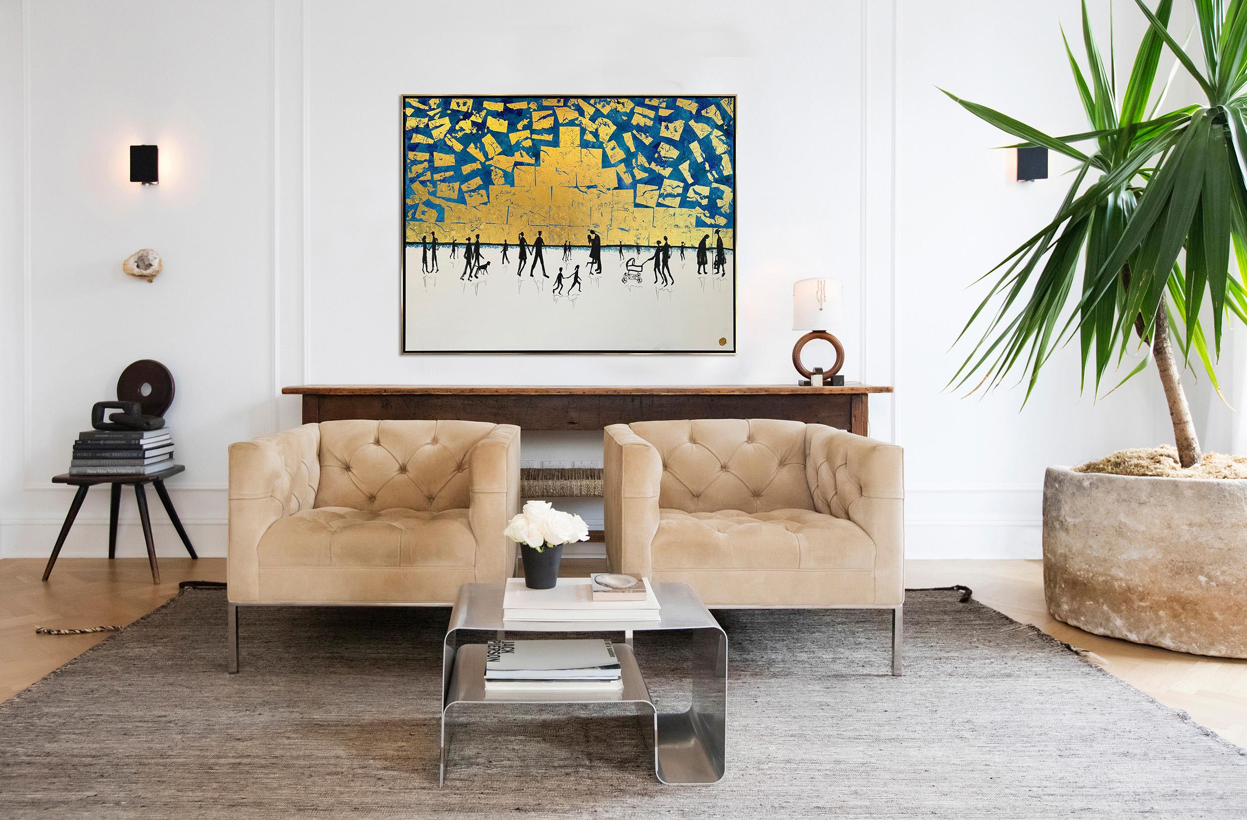 Love is the Air - Gold Leaf Peinture familiale abstraite contemporaine en vente 7