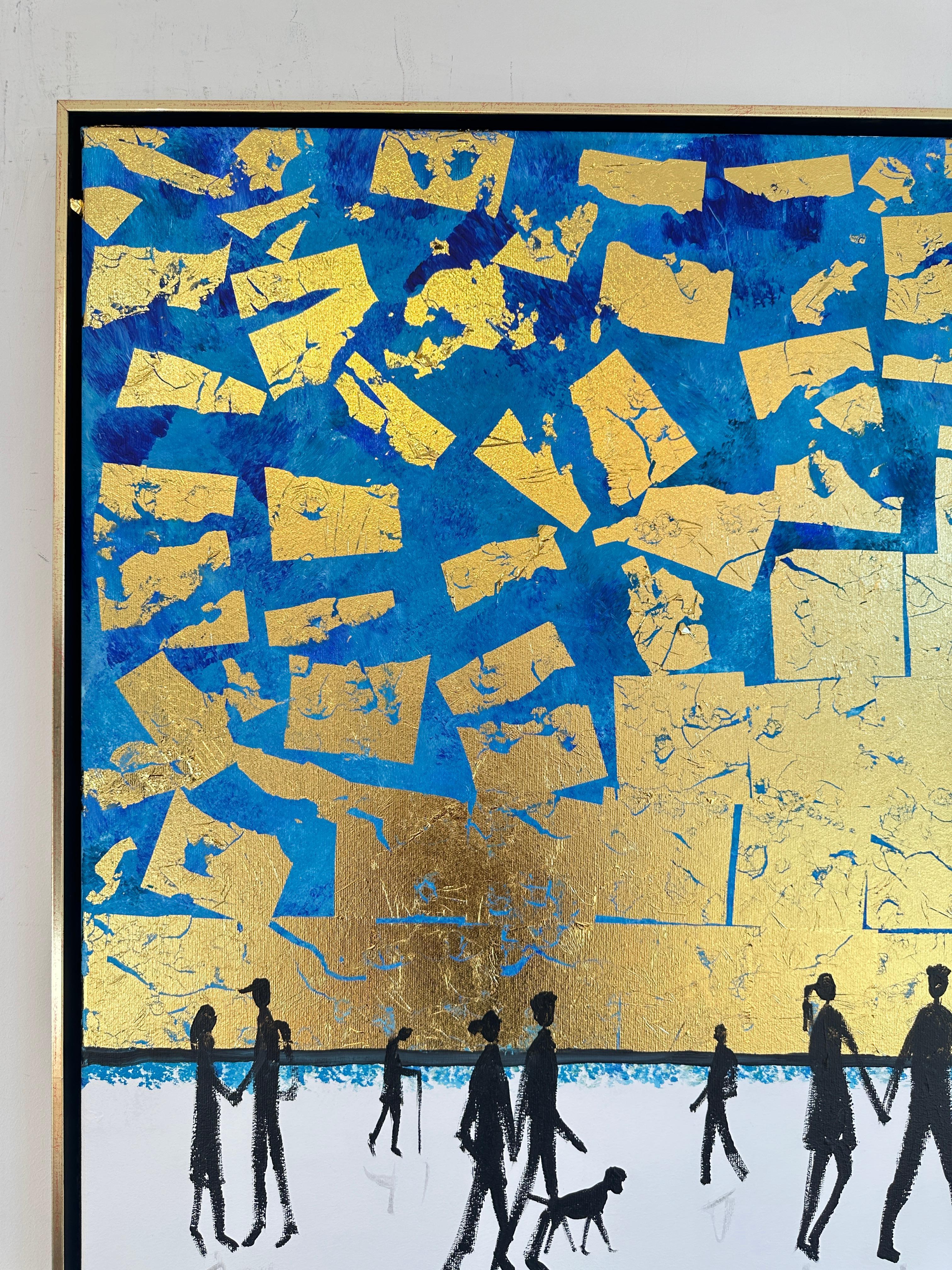 Love is the Air - Gold Leaf Peinture familiale abstraite contemporaine en vente 9