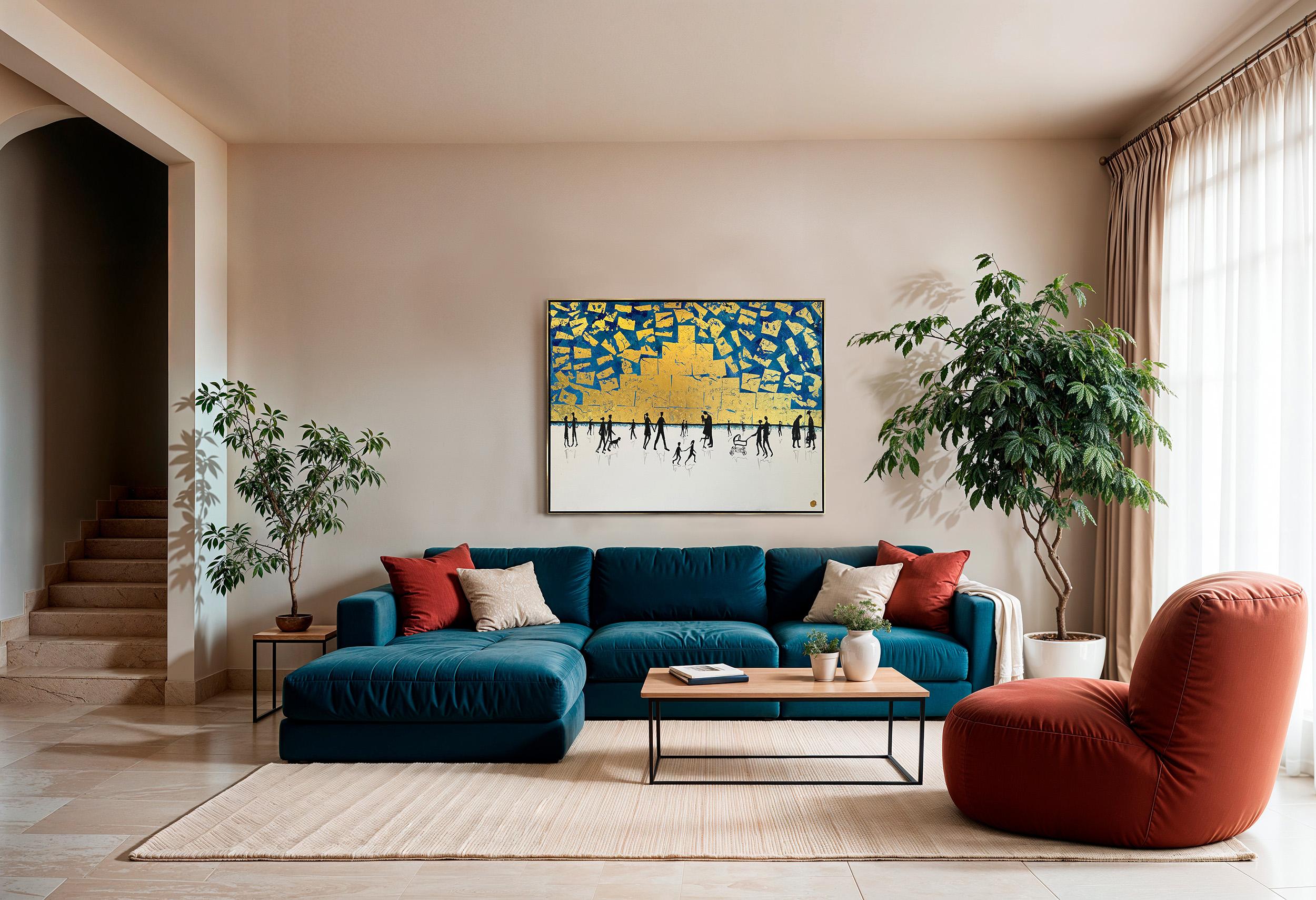 Love is the Air - Gold Leaf Peinture familiale abstraite contemporaine en vente 10