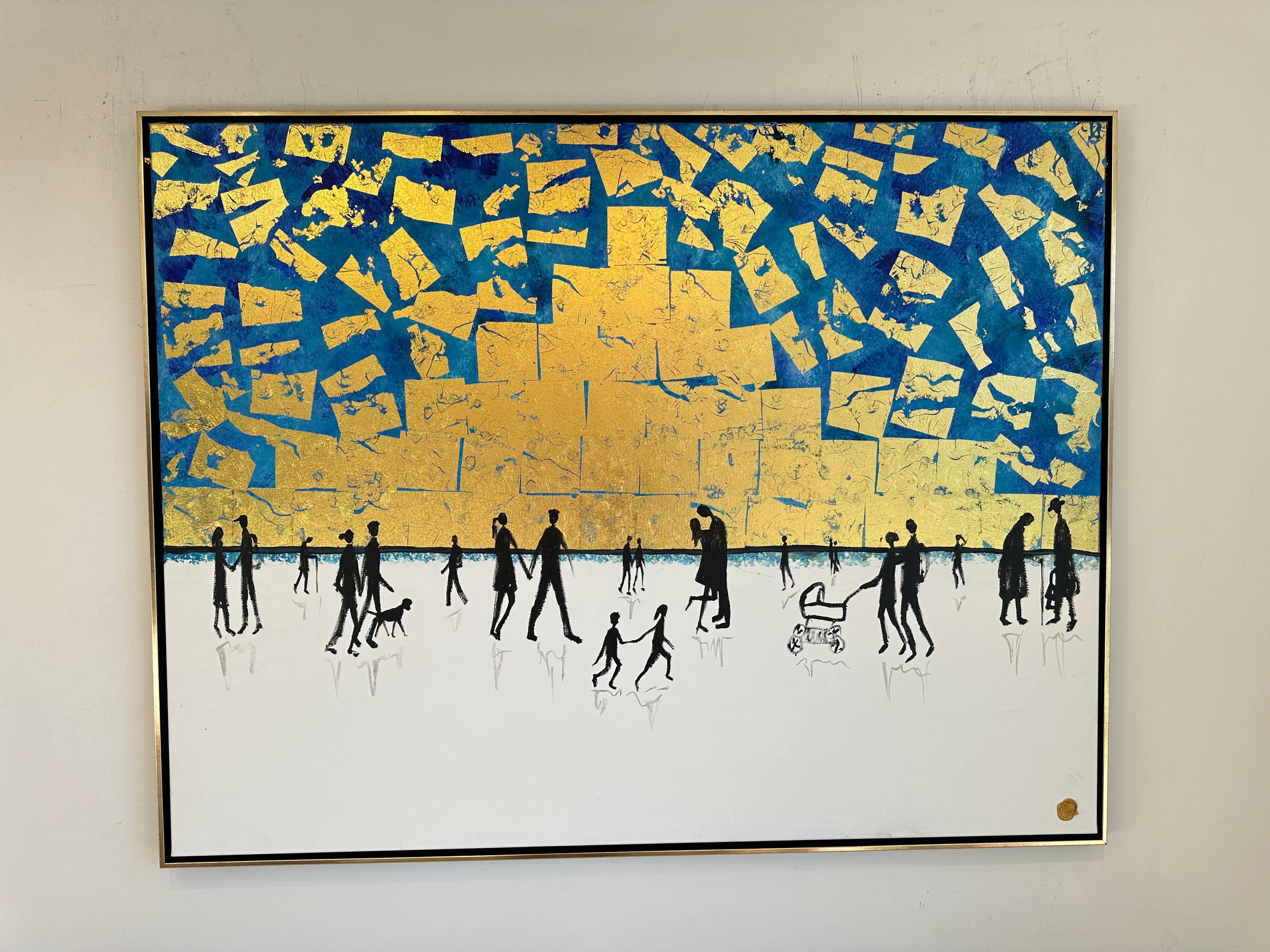 Love is the Air - Gold Leaf Peinture familiale abstraite contemporaine - Painting de Katharina Hormel