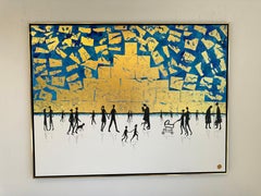 Love is the Air - Gold Leaf Contemporary abstract family painting
