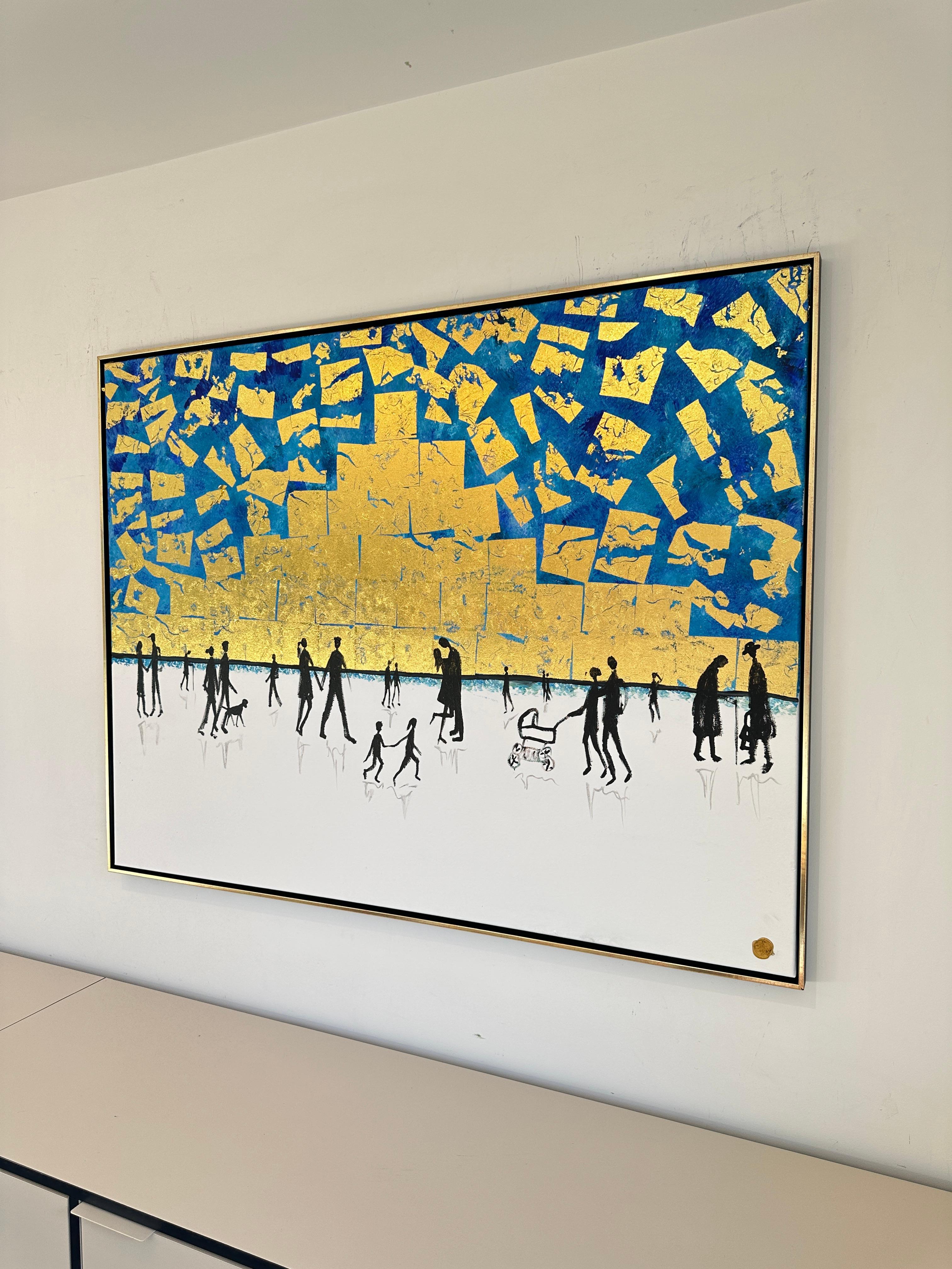 Love is the Air - Gold Leaf Peinture familiale abstraite contemporaine en vente 2