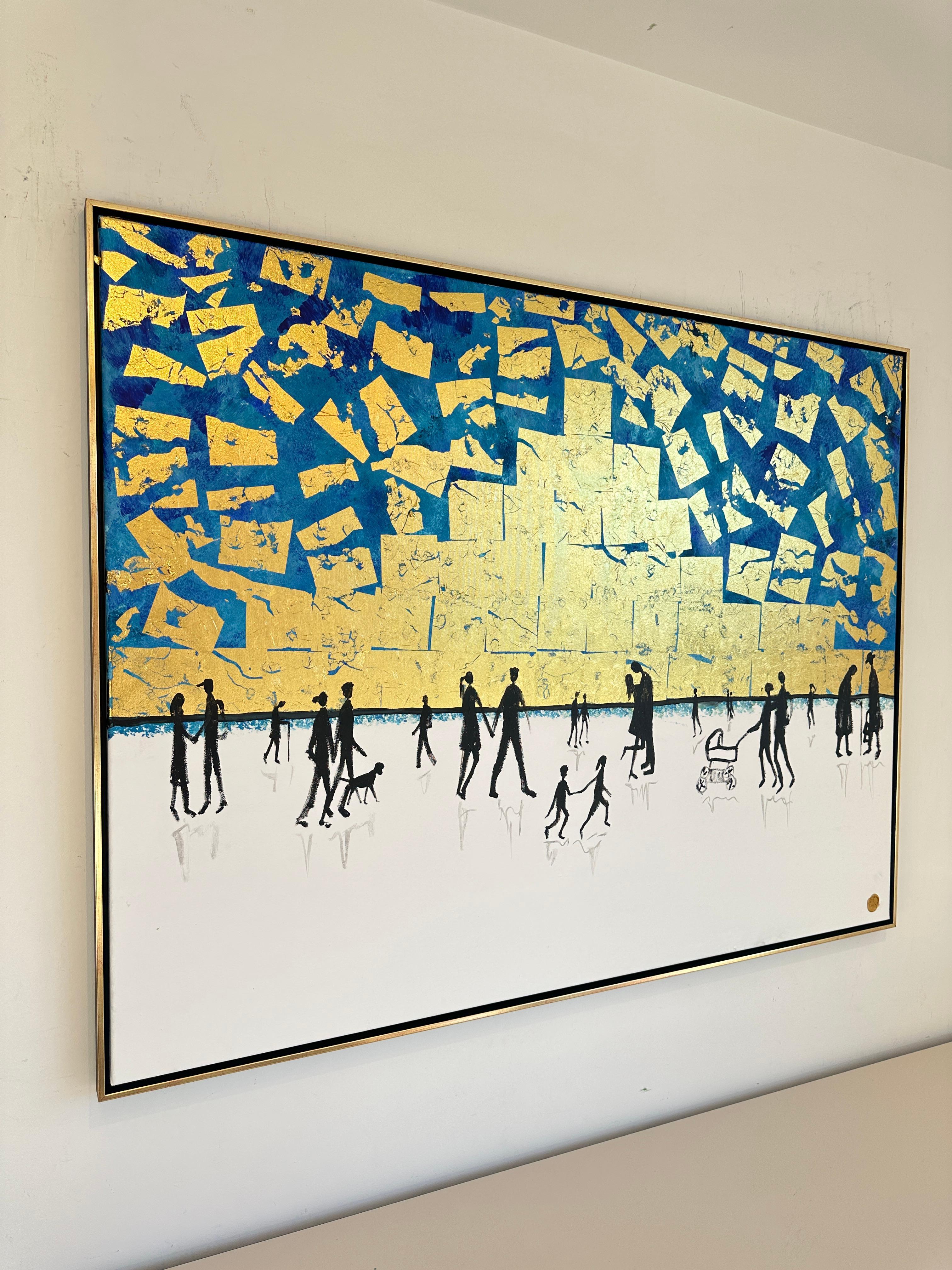 Love is the Air - Gold Leaf Peinture familiale abstraite contemporaine en vente 4