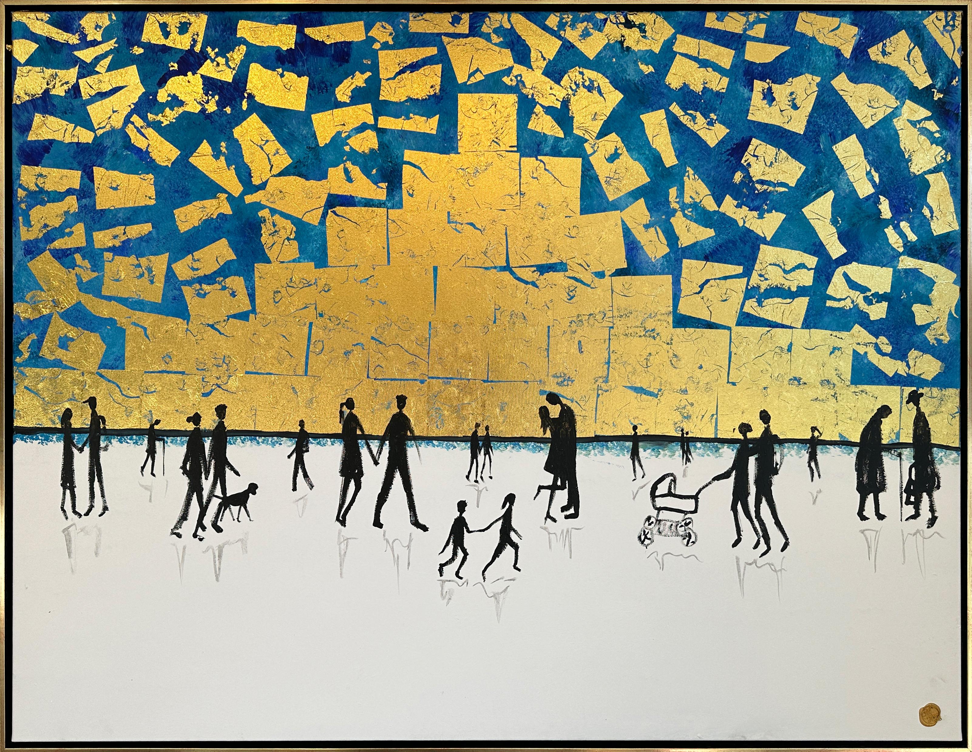 Abstract Painting Katharina Hormel - Love is the Air - Gold Leaf Peinture familiale abstraite contemporaine