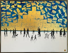 Love is the Air - Gold Leaf Contemporary abstract family painting