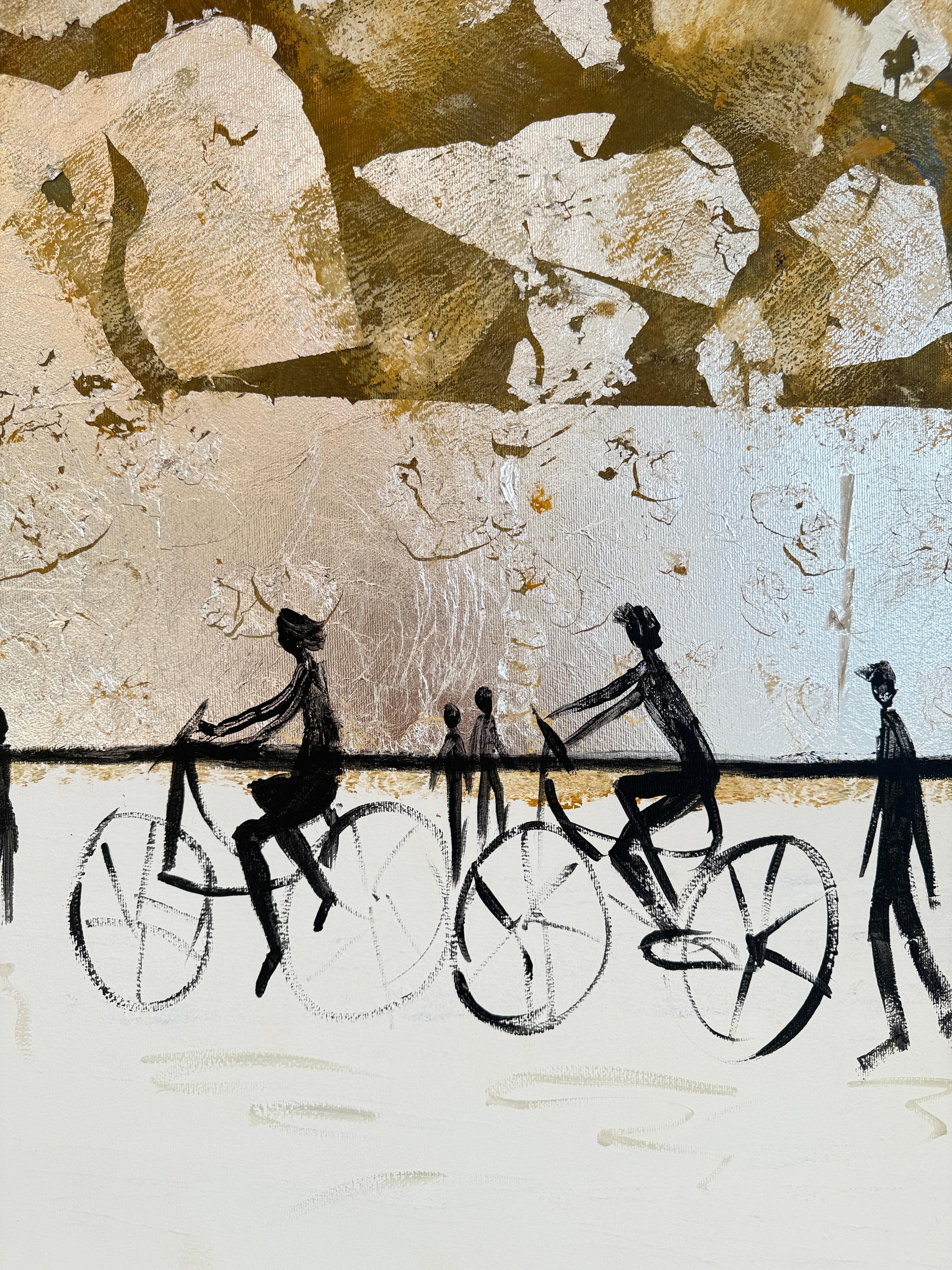 Love that never lets go - Gold Leaf Contemporary abstract family painting en venta 7